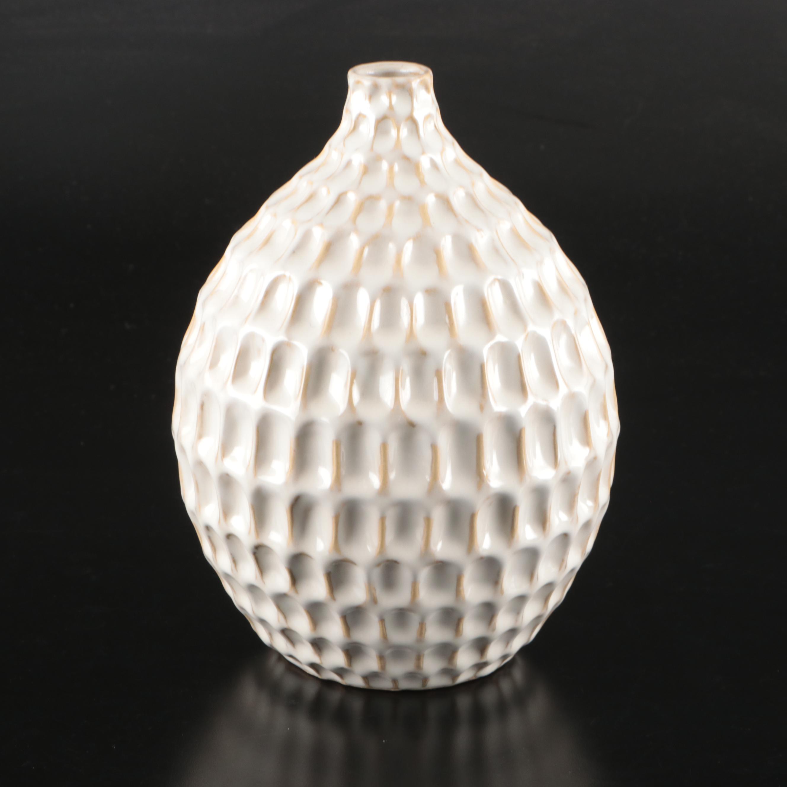 Arhaus Contemporary Pebbled Ceramic Vases with Candle