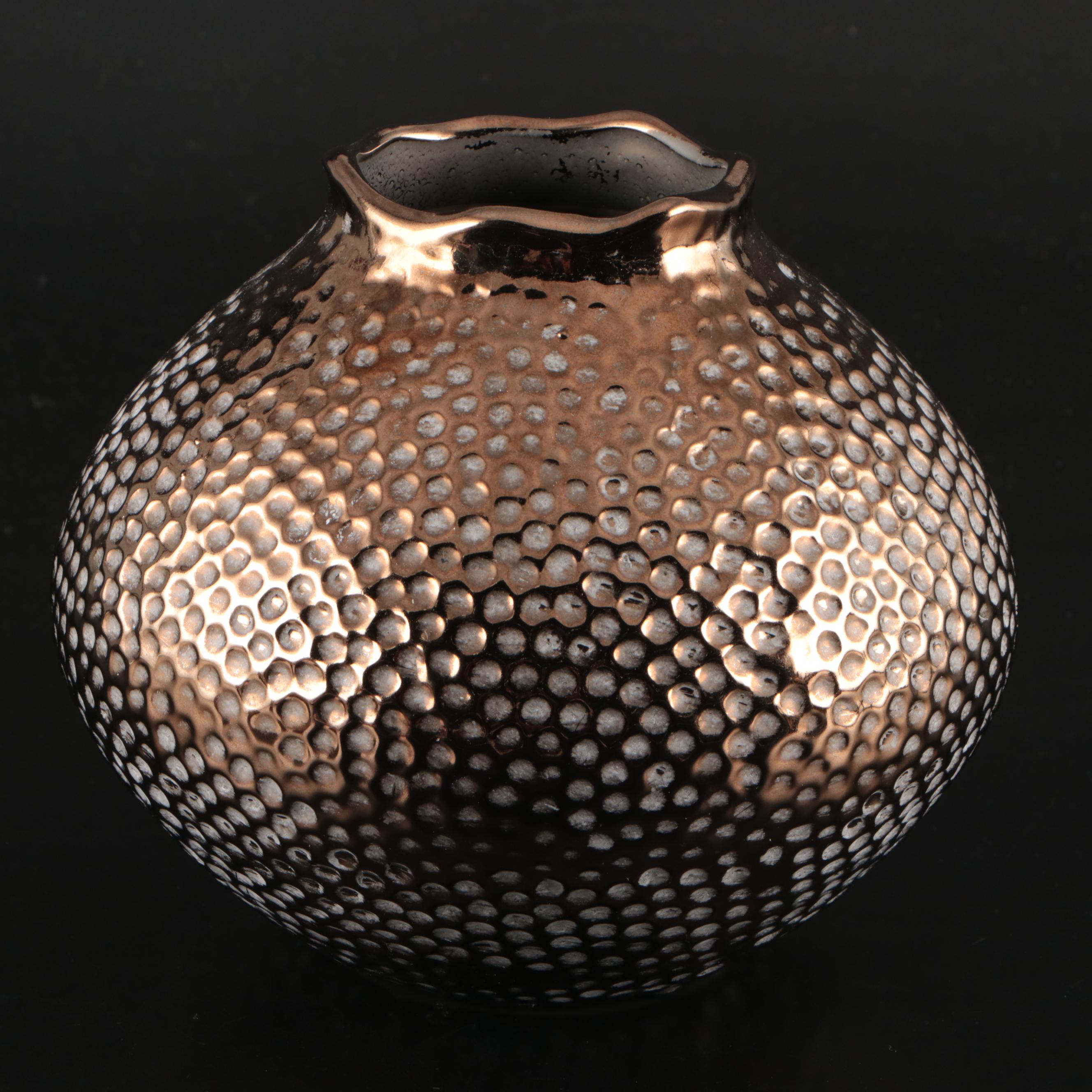 Arhaus Contemporary Pebbled Ceramic Vases with Candle