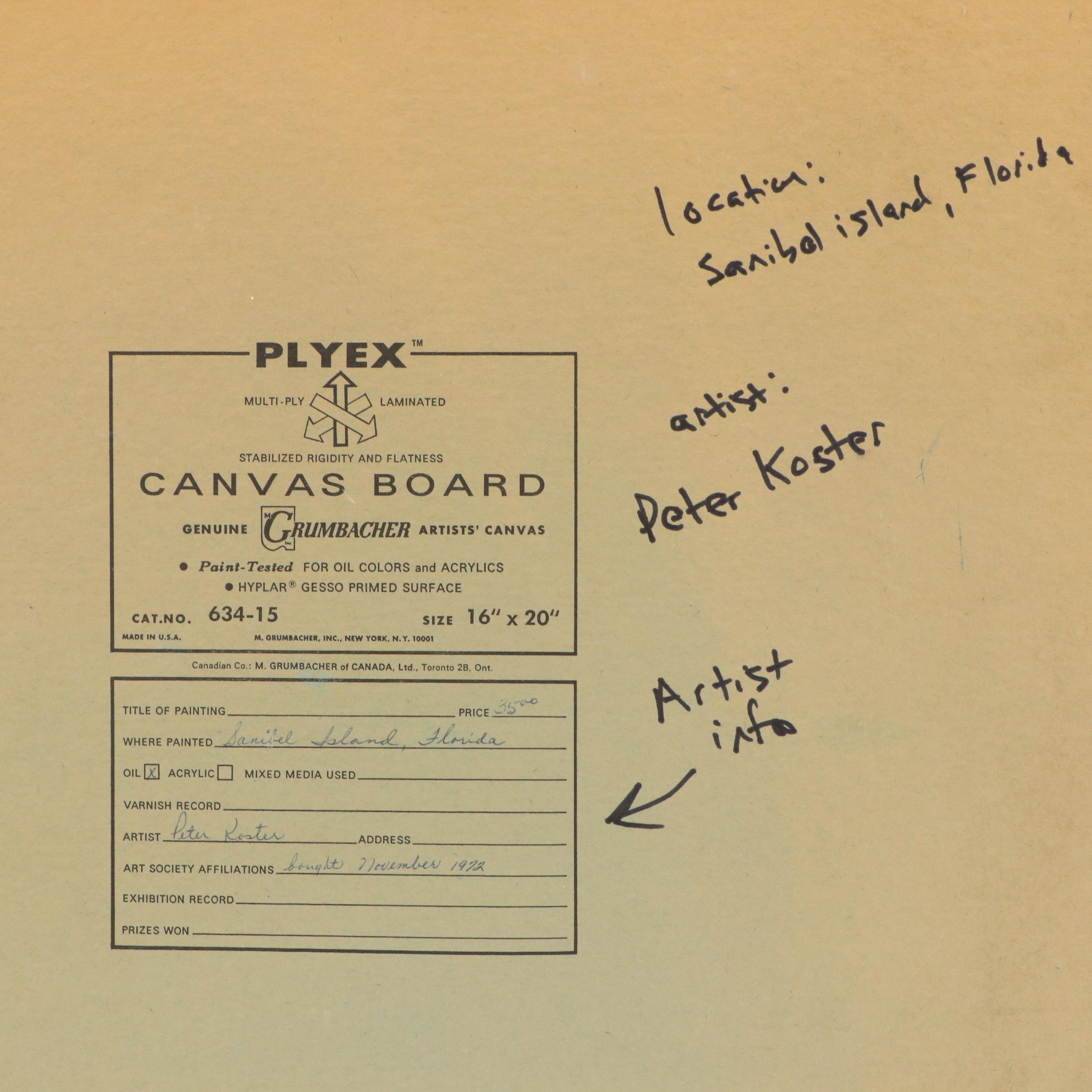 Peter Koster Coastal Landscape Oil Painting "Sanibel Island, Florida"