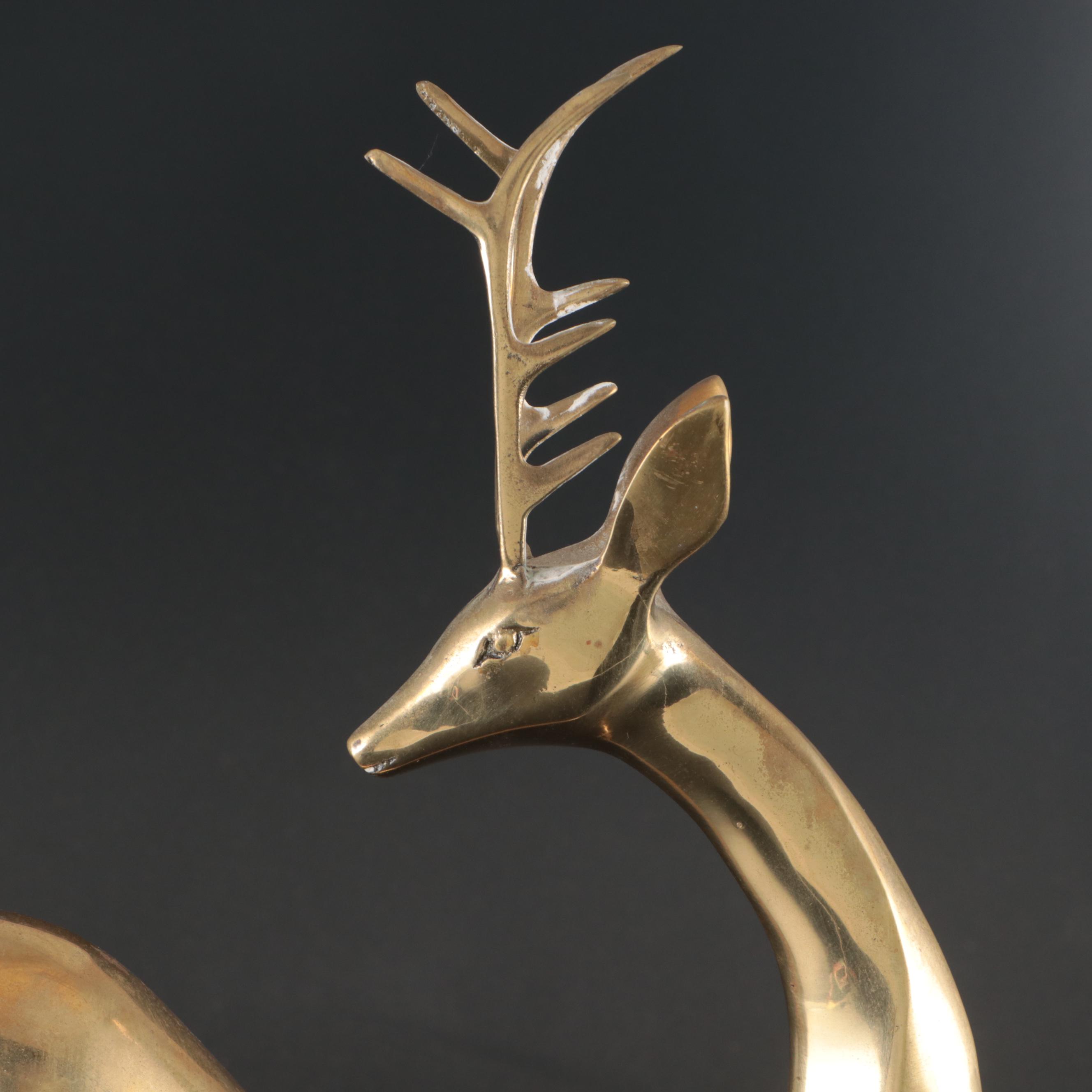 Mid Century Modern Brass Reindeer Figure