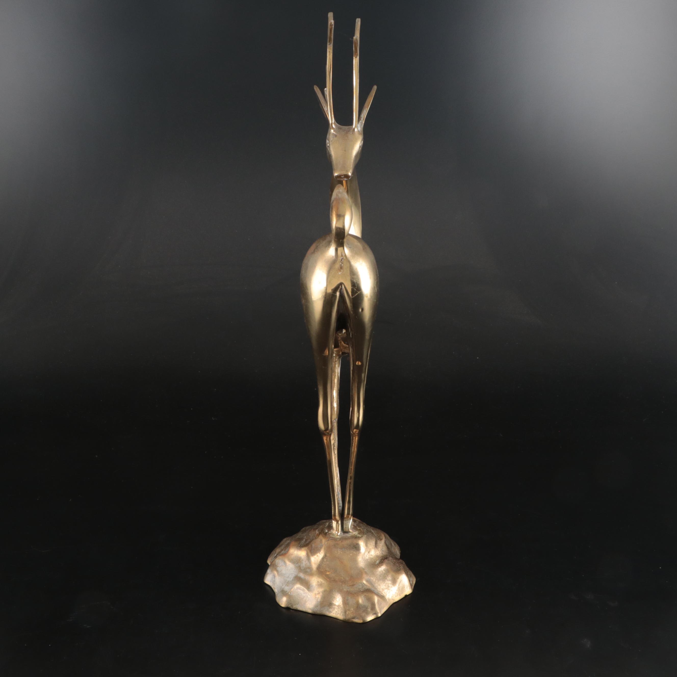 Mid Century Modern Brass Reindeer Figure