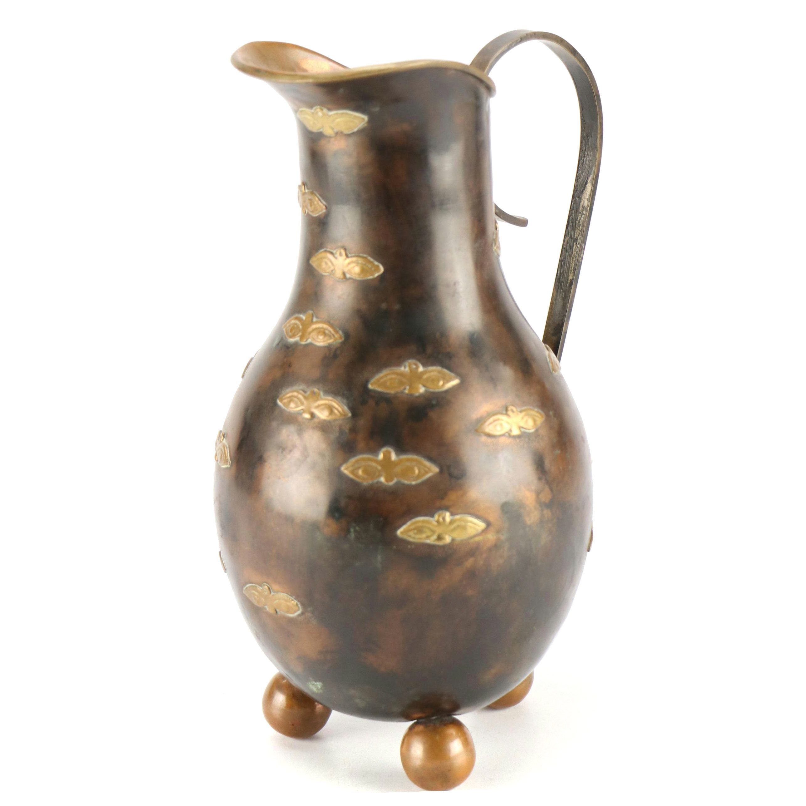 Mexican Bronze Finished Footed Pitcher