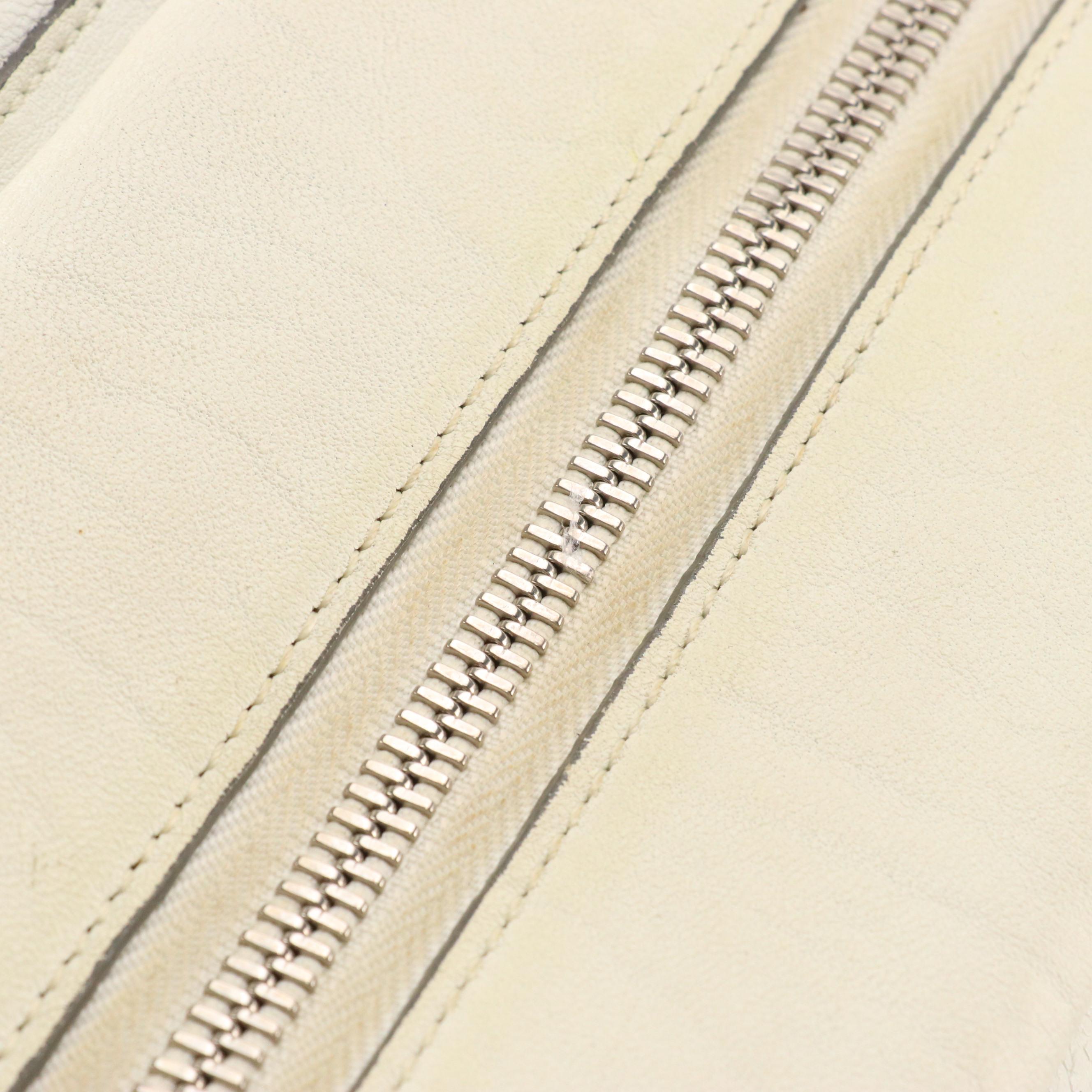 Chloé Saskia Two-Way Bag in Ivory Grained Leather with Lucite Handles