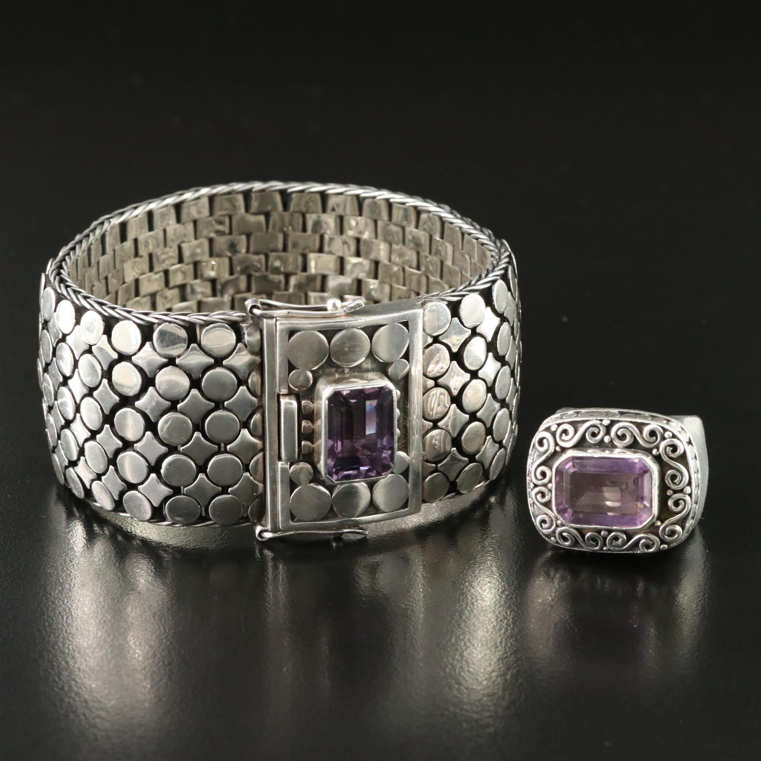 Sterling Amethyst Bracelet and Ring