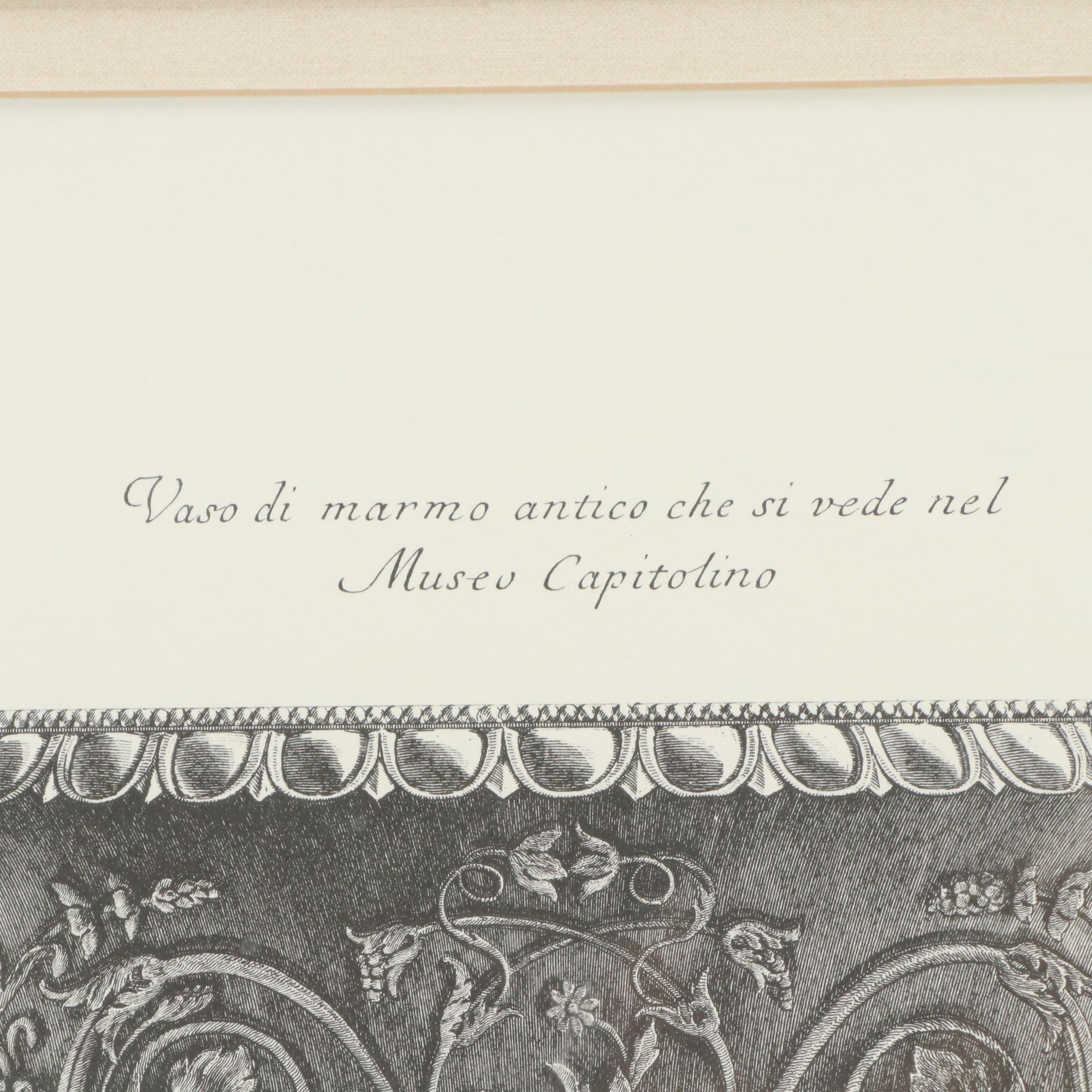 After Piranesi Lithograph "Antique Marble Vase from the Capitoline Museum"