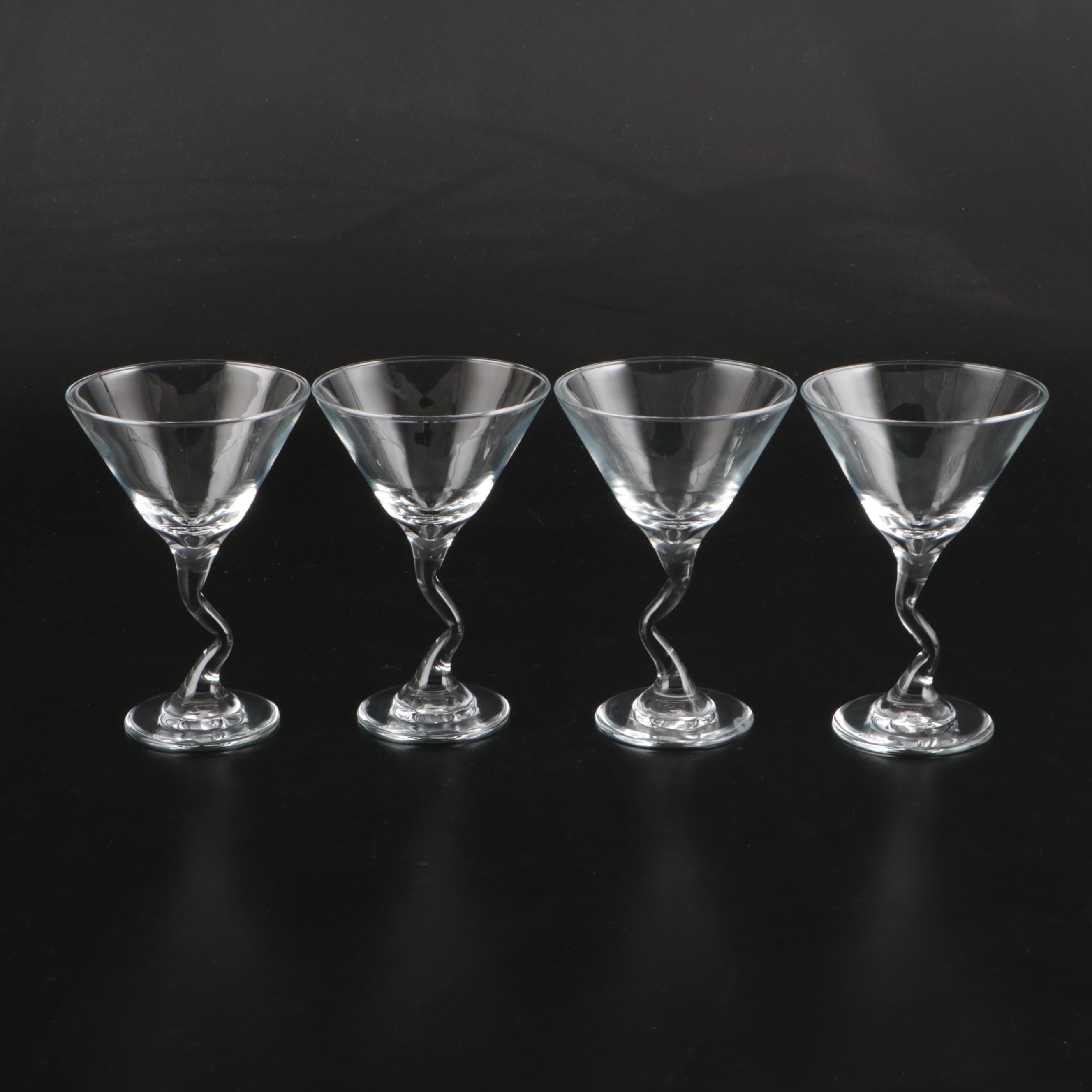 Lenox Crystal Decanter, Glass Martini Glasses, and Glass Footed Bowl