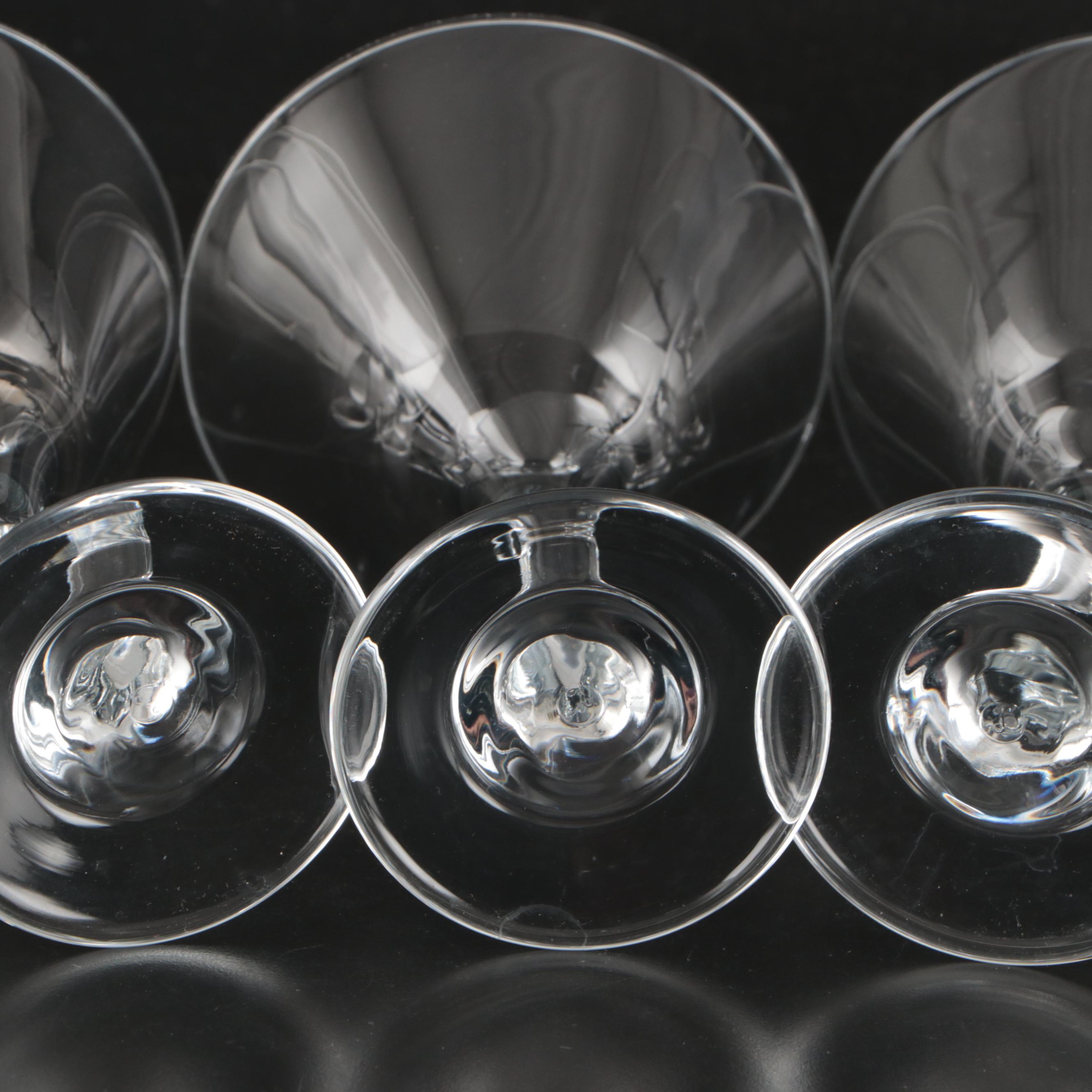 Lenox Crystal Decanter, Glass Martini Glasses, and Glass Footed Bowl