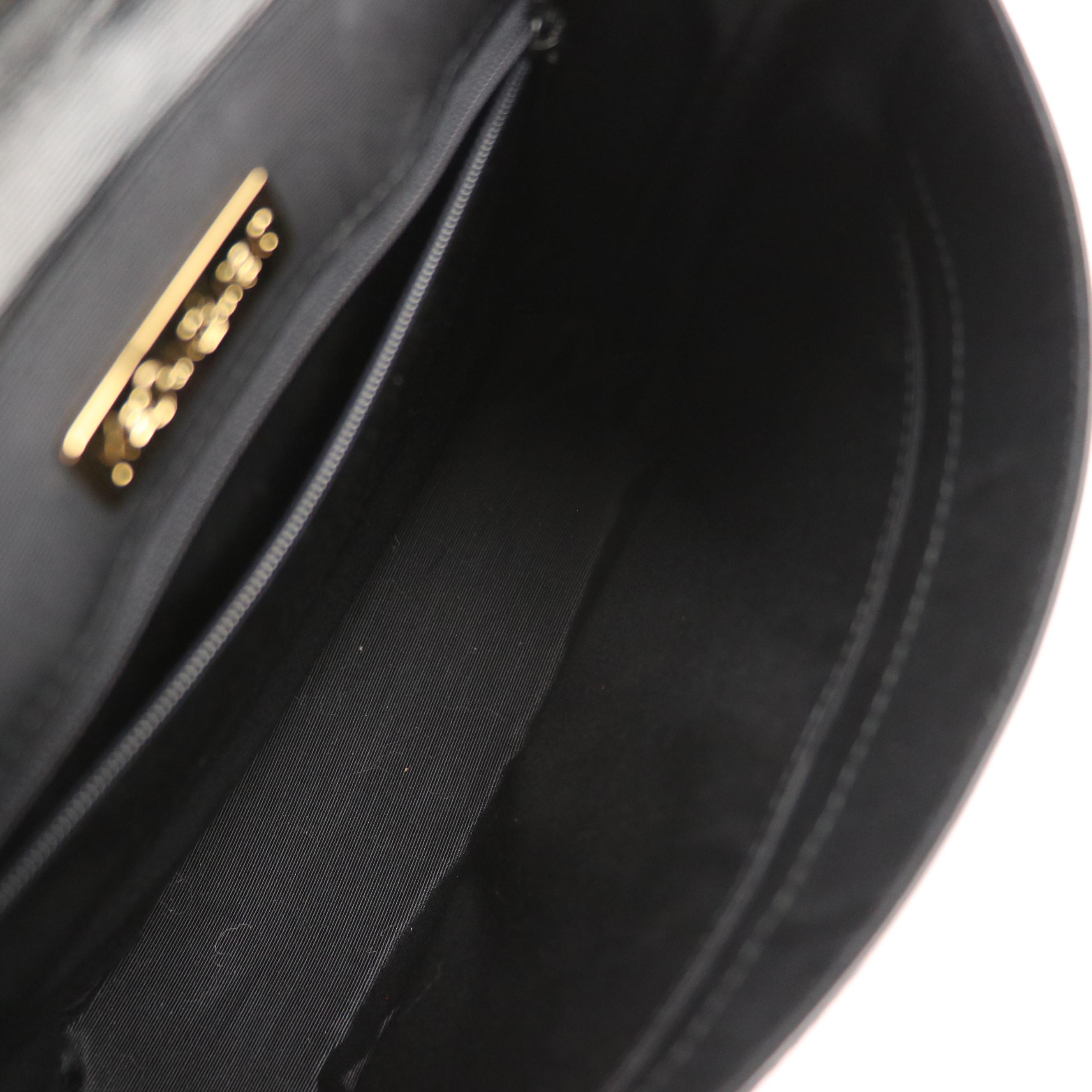 Yves Saint Laurent Vintage Front-Flap Handbag in Black Textured Leather