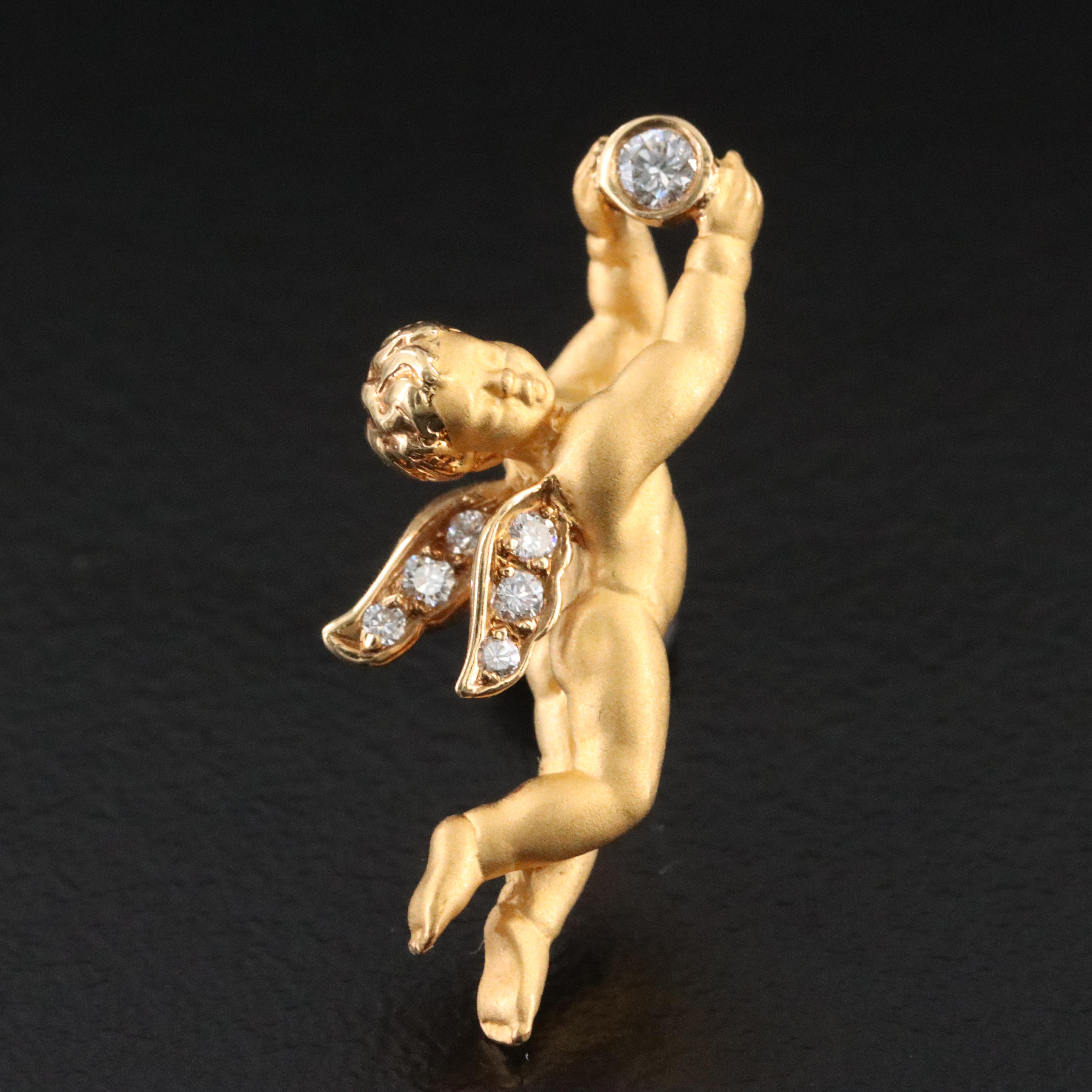 14K Cherub 0.08 CTW Diamond Pin