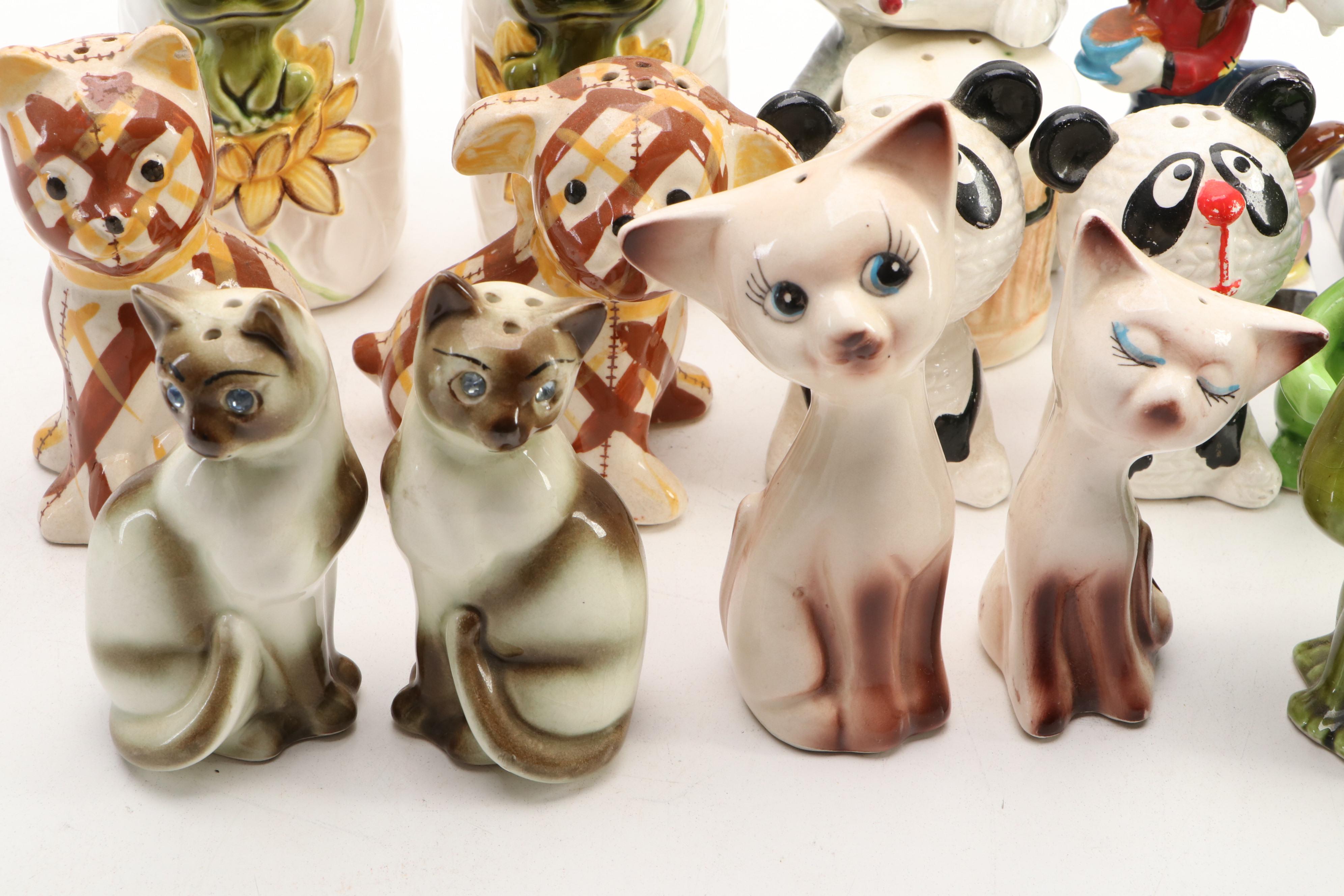 Japanese Porcelain and Resin Novelty Character Salt and Pepper Shakers