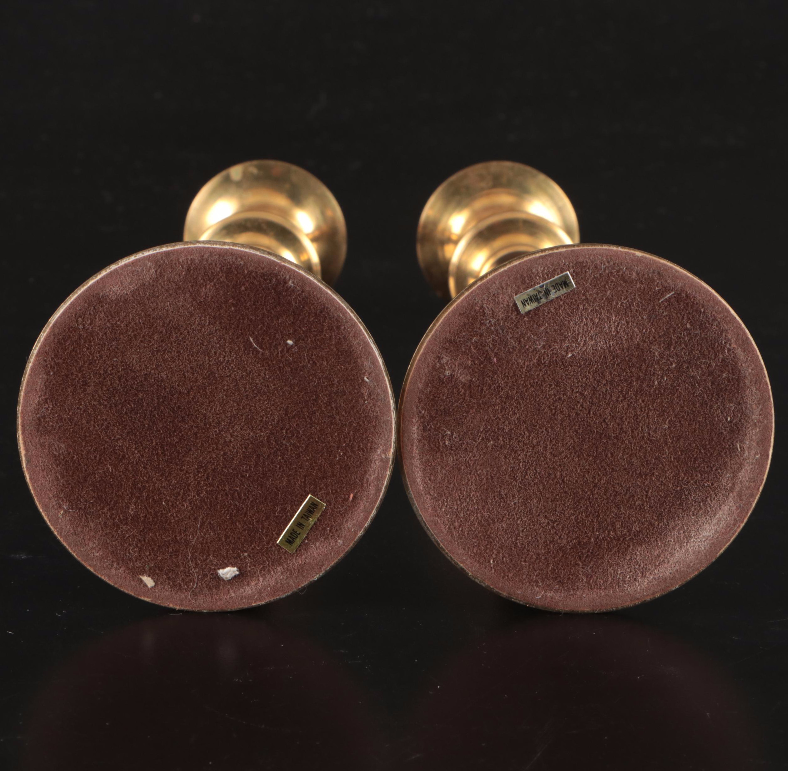 Brass Horn-Shaped Candlestick with Beehive Pair and More