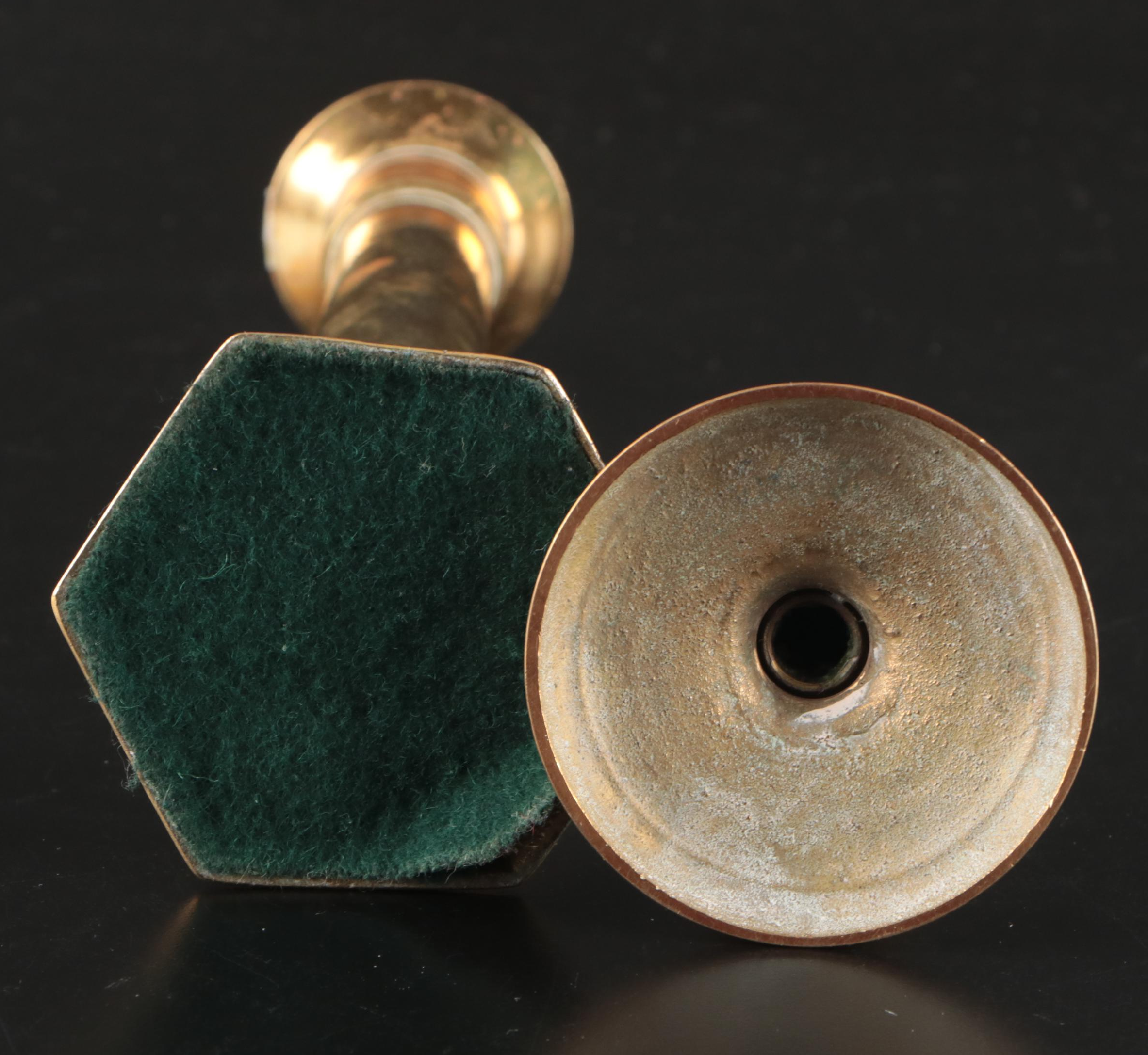 Brass Horn-Shaped Candlestick with Beehive Pair and More