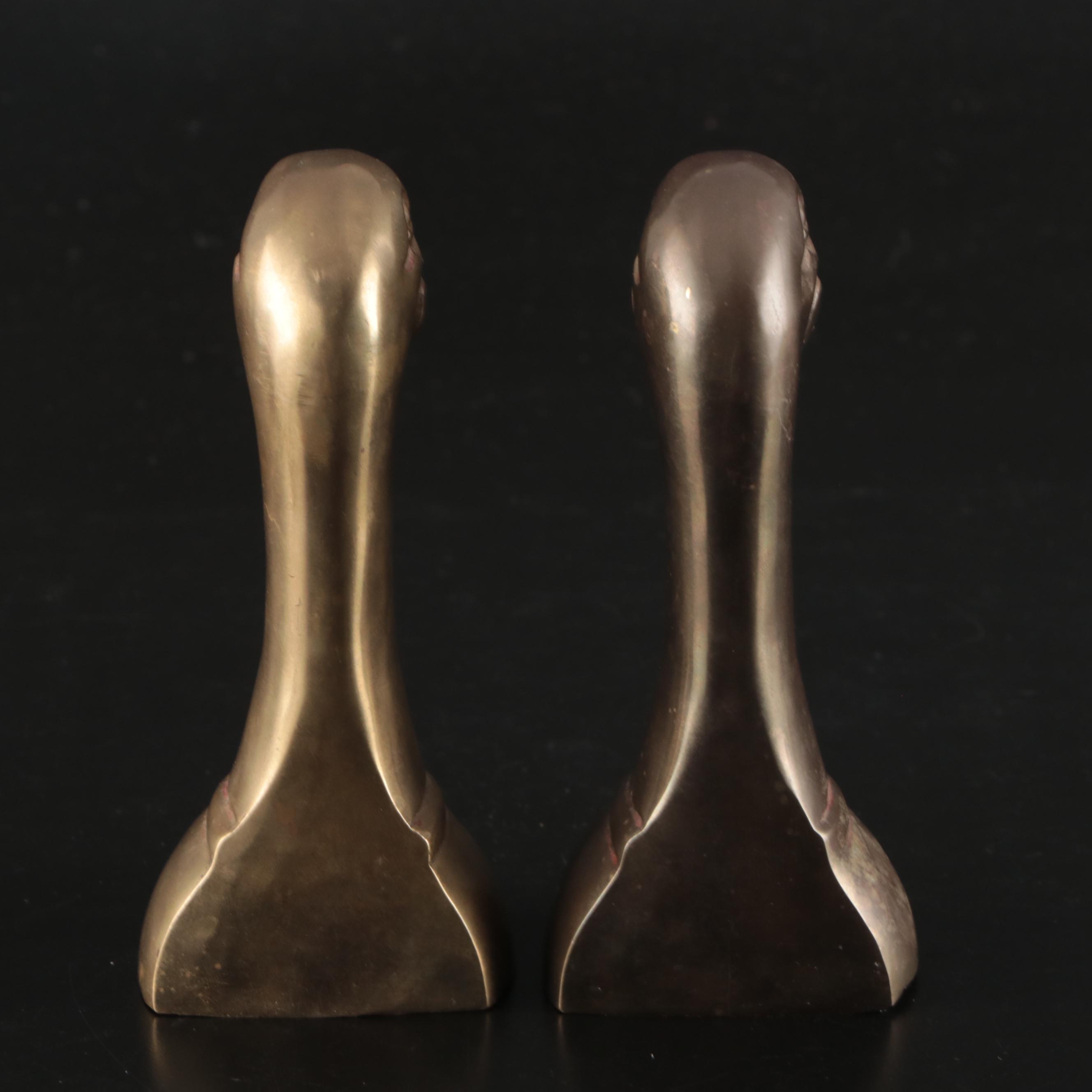 Indian Brass Floral Etched Lidded Box with Other Duck Head Bookends