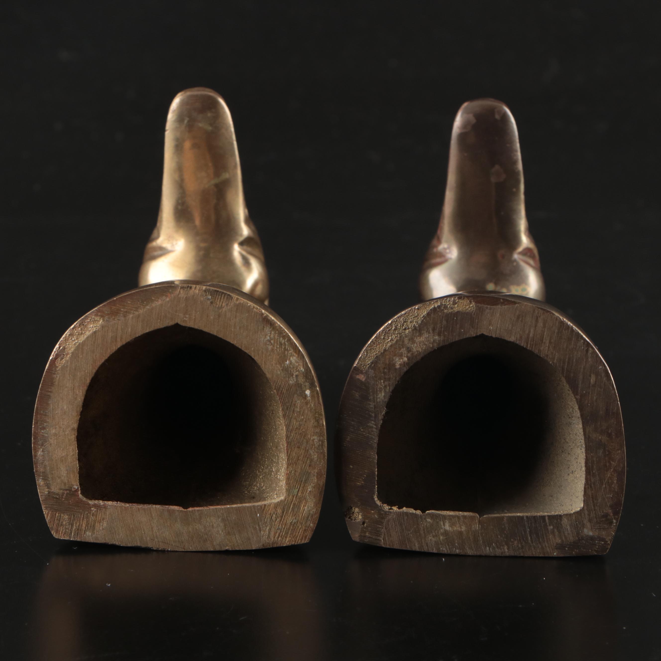 Indian Brass Floral Etched Lidded Box with Other Duck Head Bookends