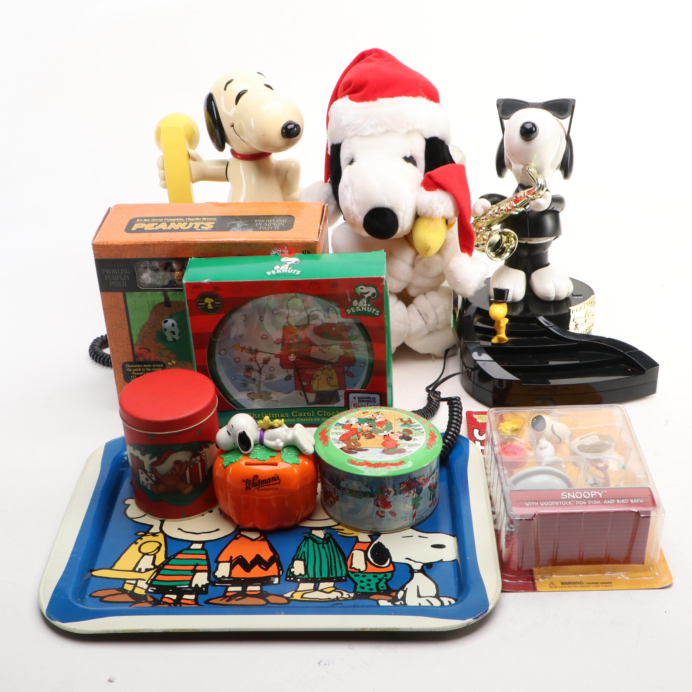 Snoopy and Woodstock Rotary Telephones with Other Peanuts Memorabilia and More