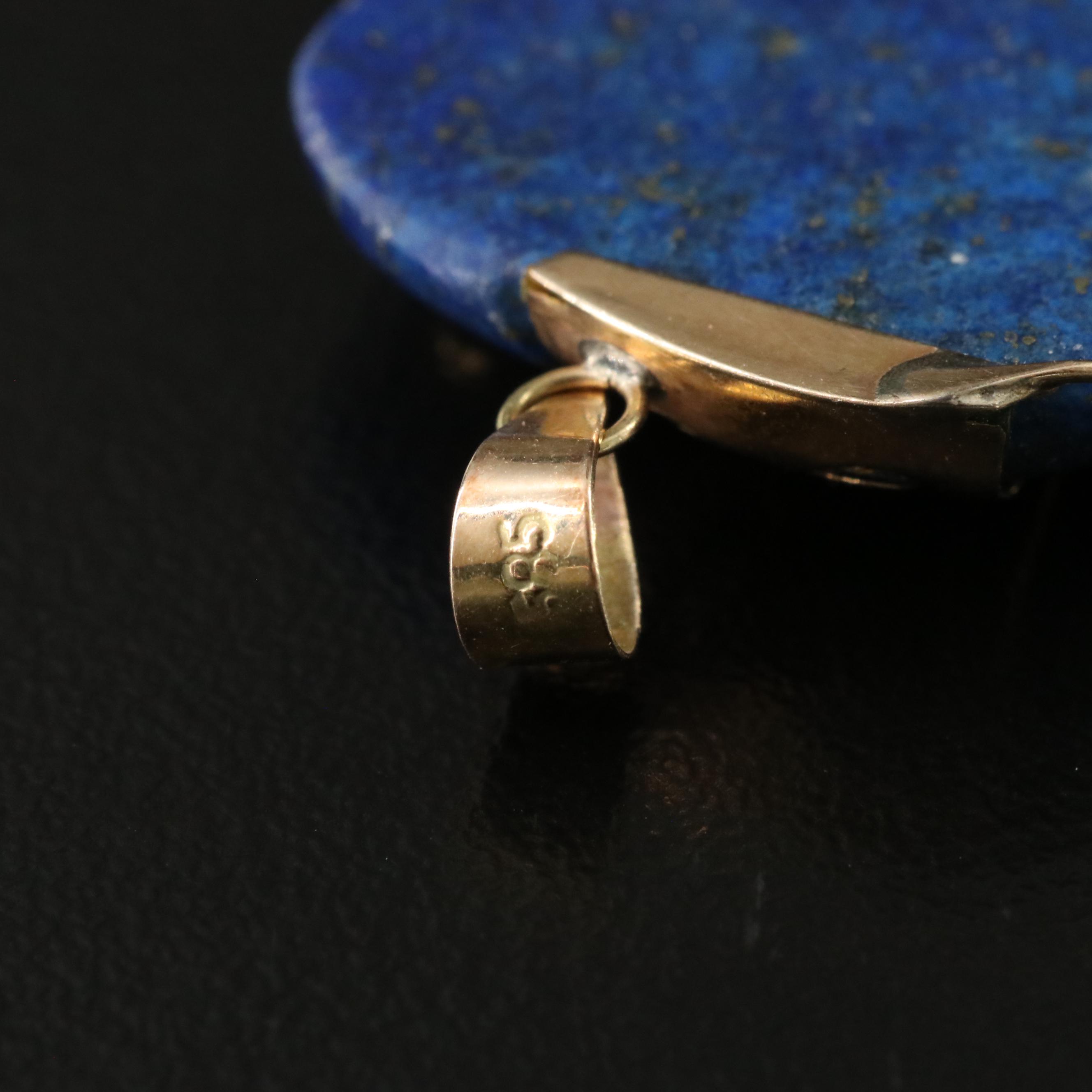 14K Carved Lapis Lazuli Elephant Pendant