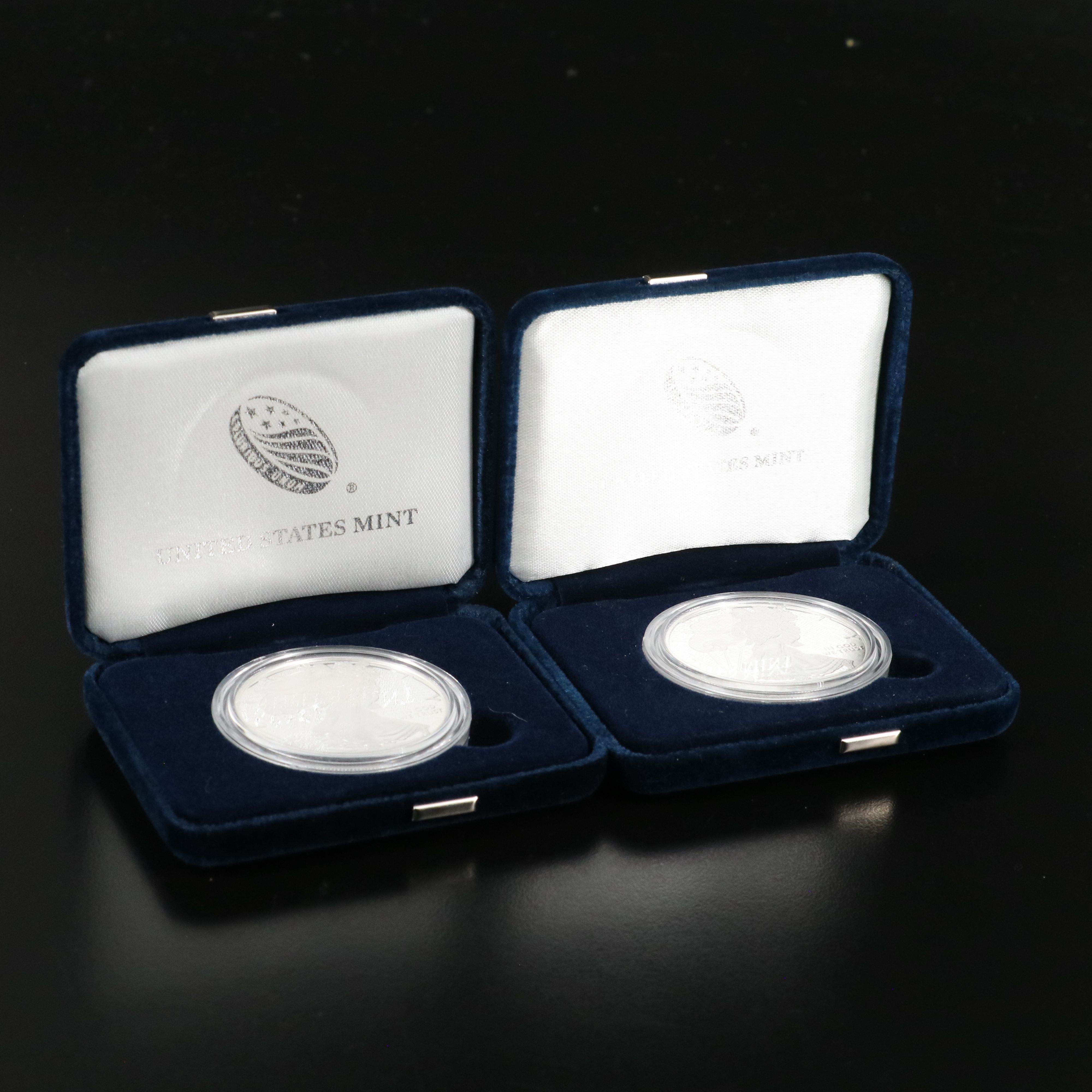 Two American Silver Eagle Proof Coins 2018 and 2019
