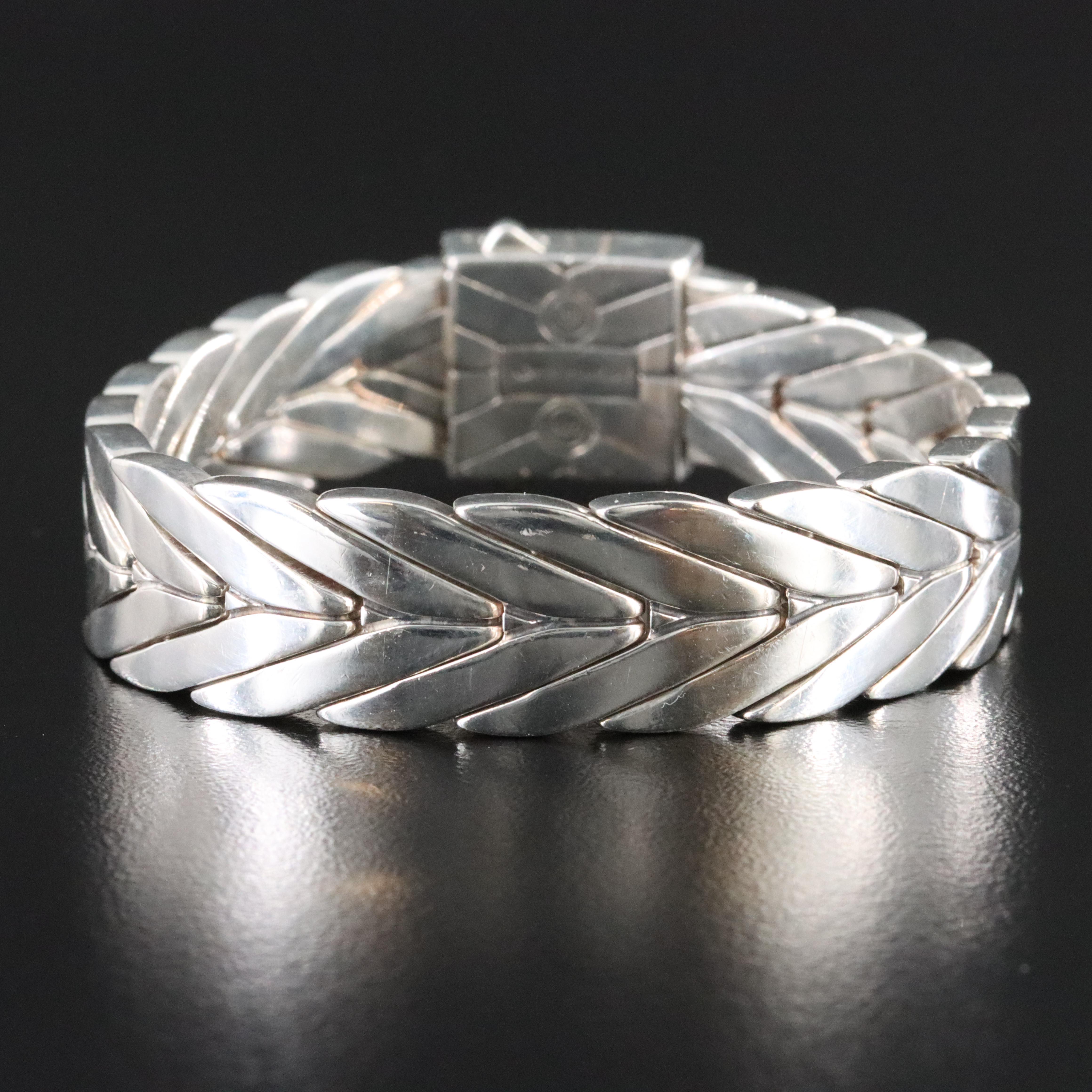 John Hardy Sterling Modern Chain Bracelet with Black Sapphire Clasp