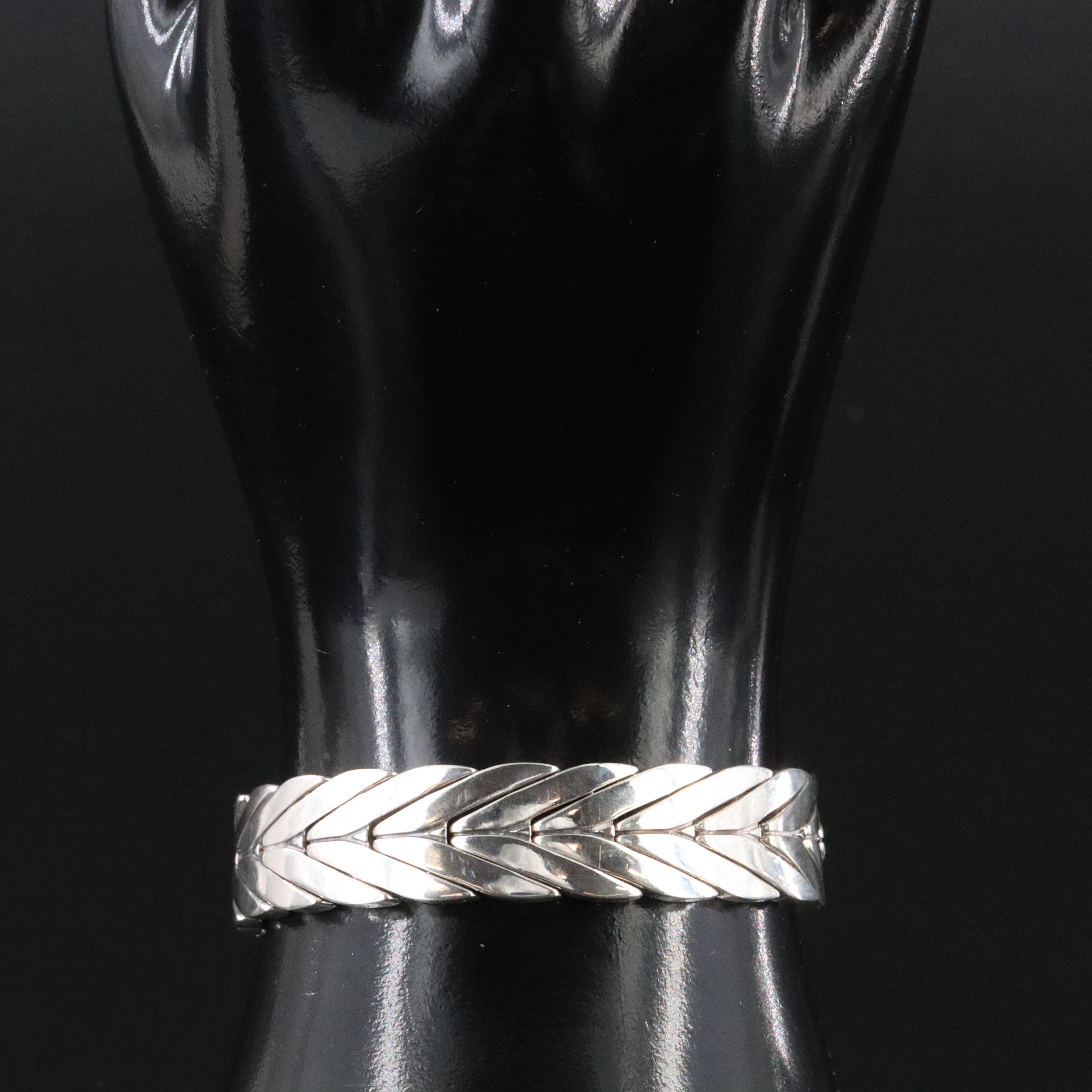 John Hardy Sterling Modern Chain Bracelet with Black Sapphire Clasp