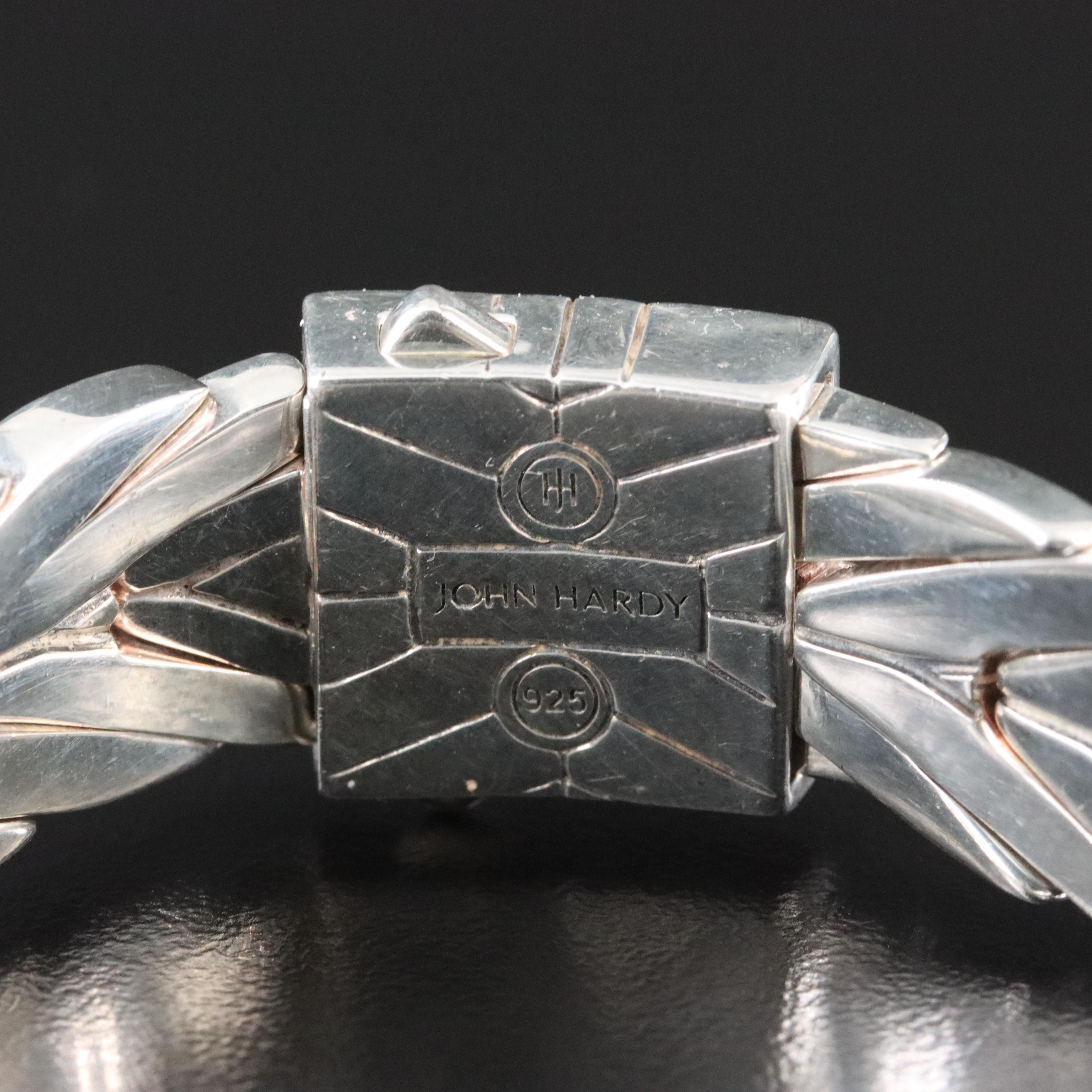 John Hardy Sterling Modern Chain Bracelet with Black Sapphire Clasp