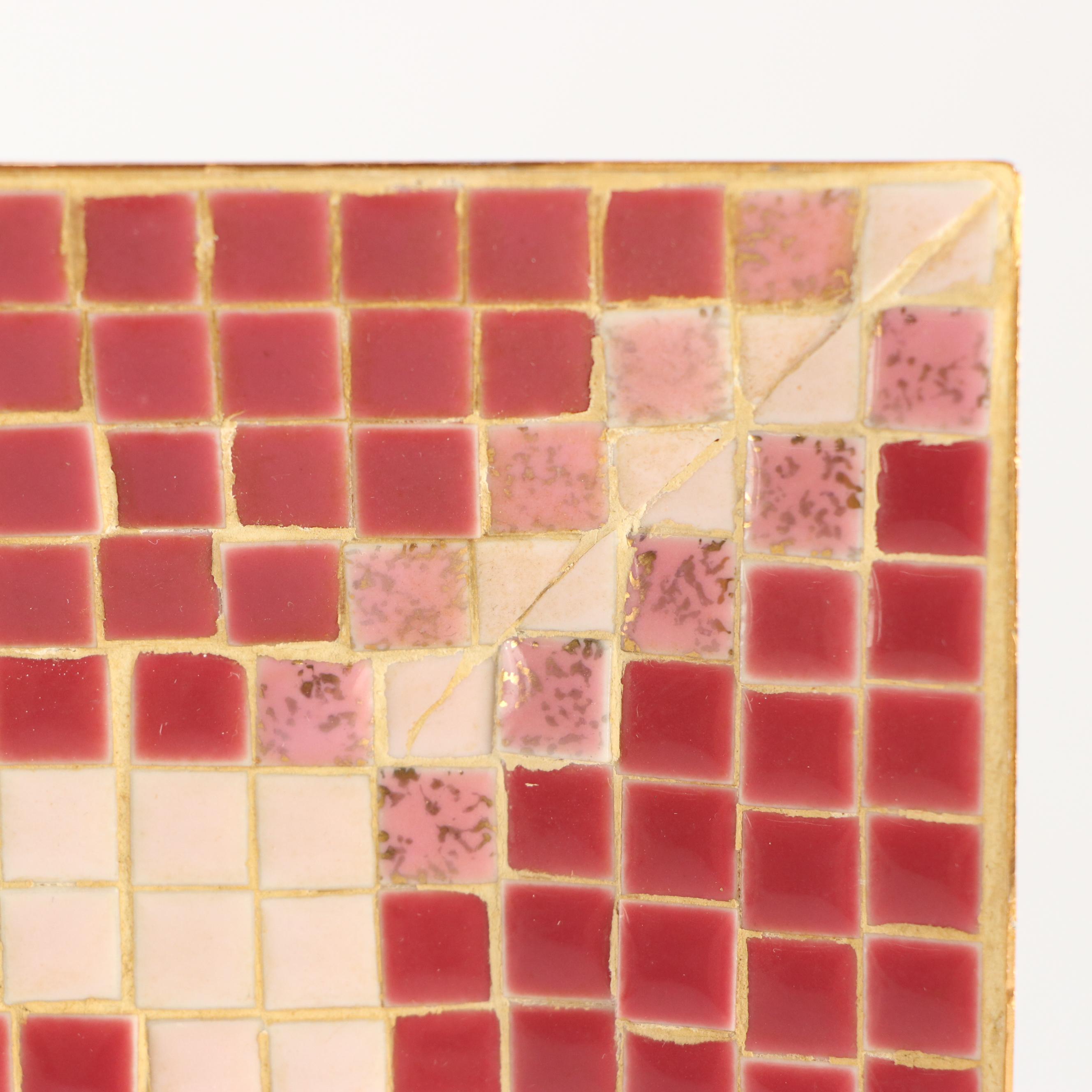 Handmade Mosaic Tile Stone and Metal Trays and Coasters, 1960s