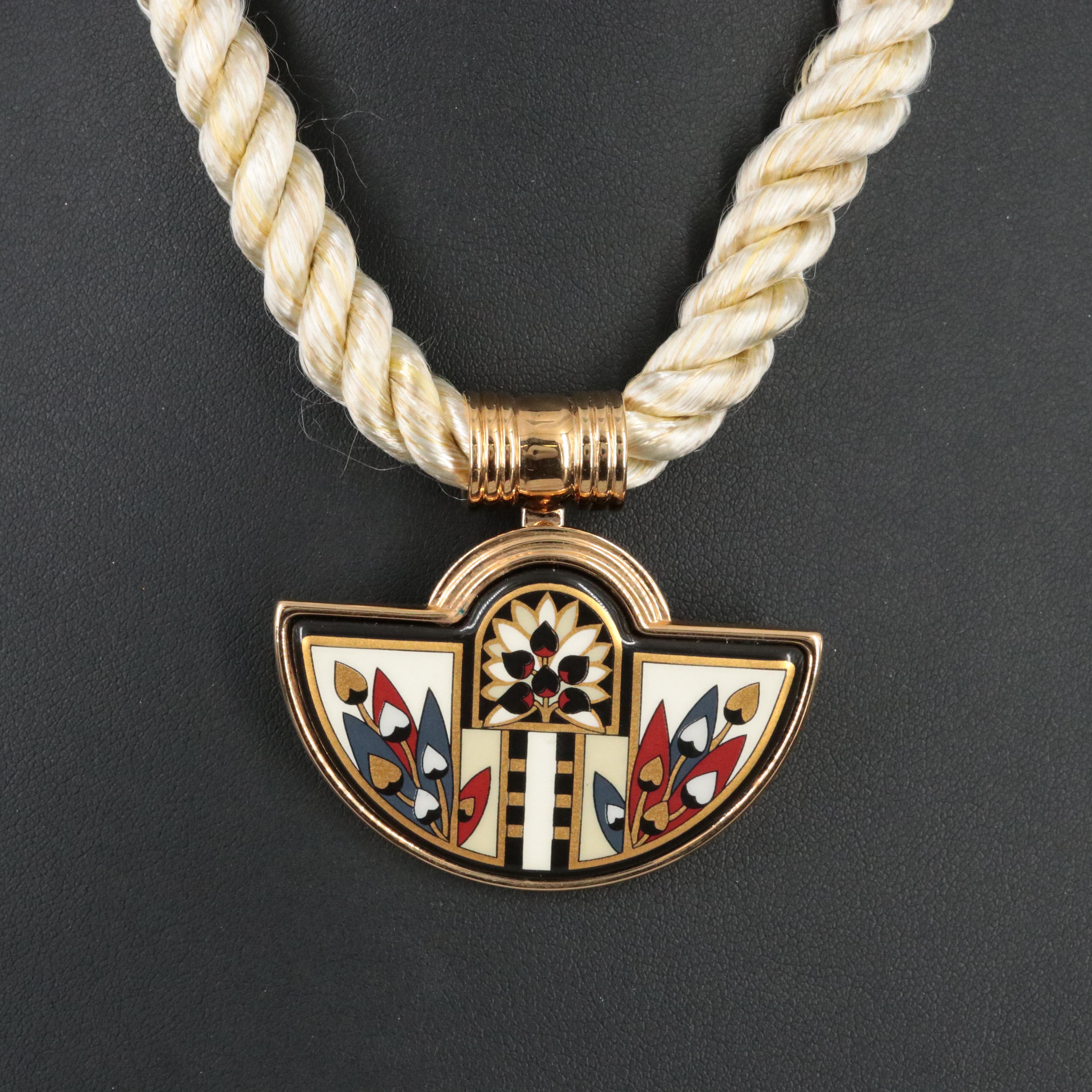 Michaela Frey Half Moon Enamel Converter Pendant with Silk Cord Necklace