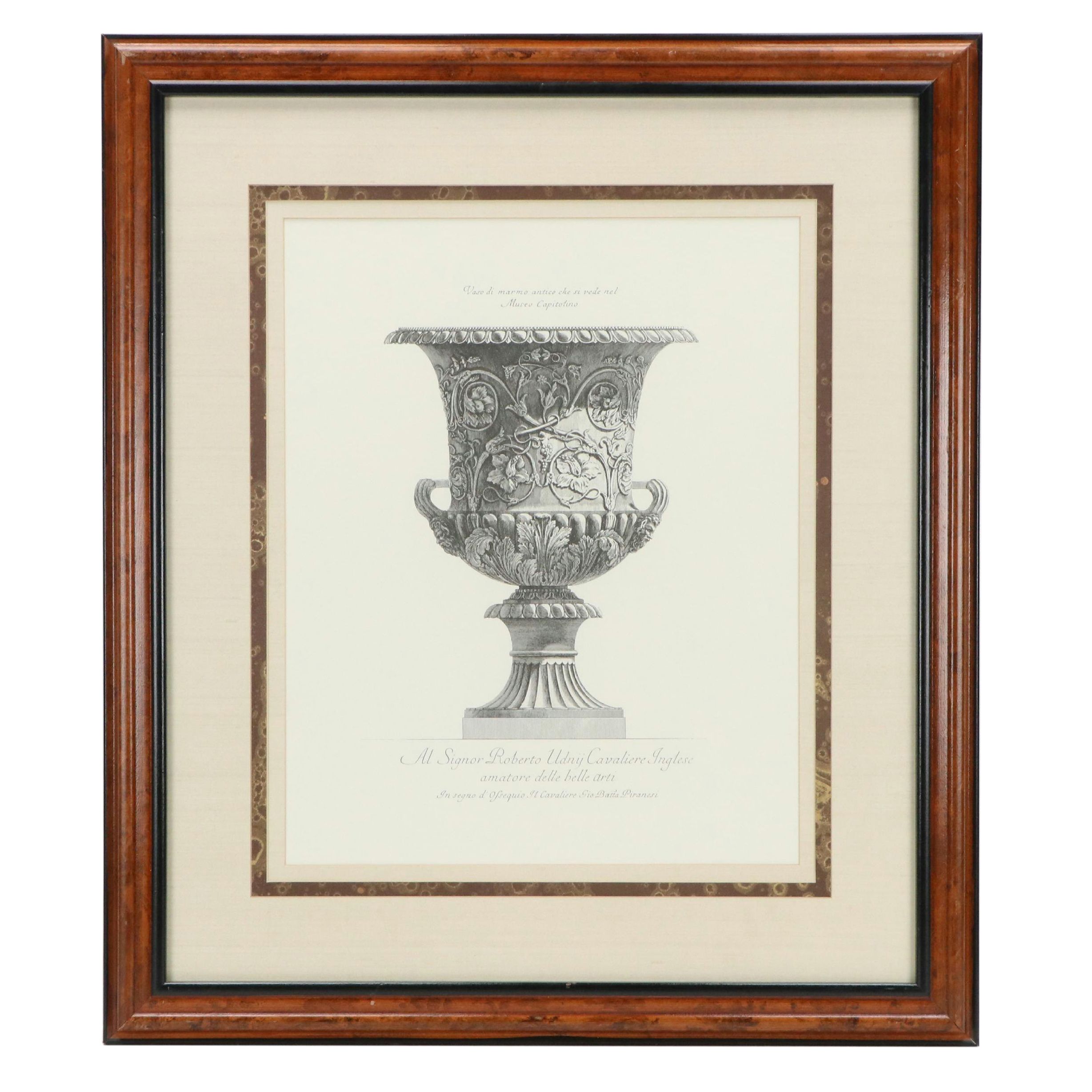 After Piranesi Lithograph "Antique Marble Vase from the Capitoline Museum"