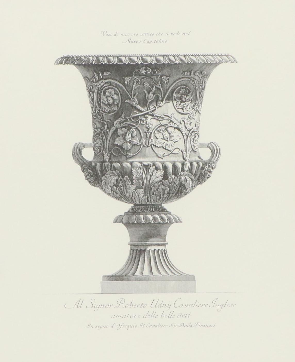 After Piranesi Lithograph "Antique Marble Vase from the Capitoline Museum"