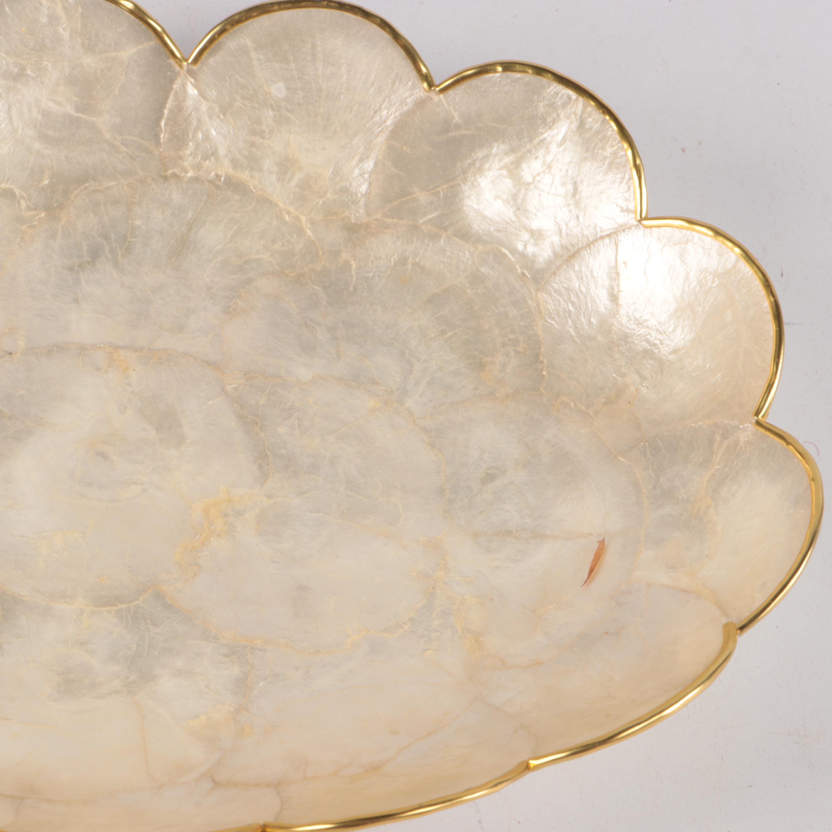 Scalloped Capiz Shell Bowl and Beehive Glass Bowls with Celluloid Lids