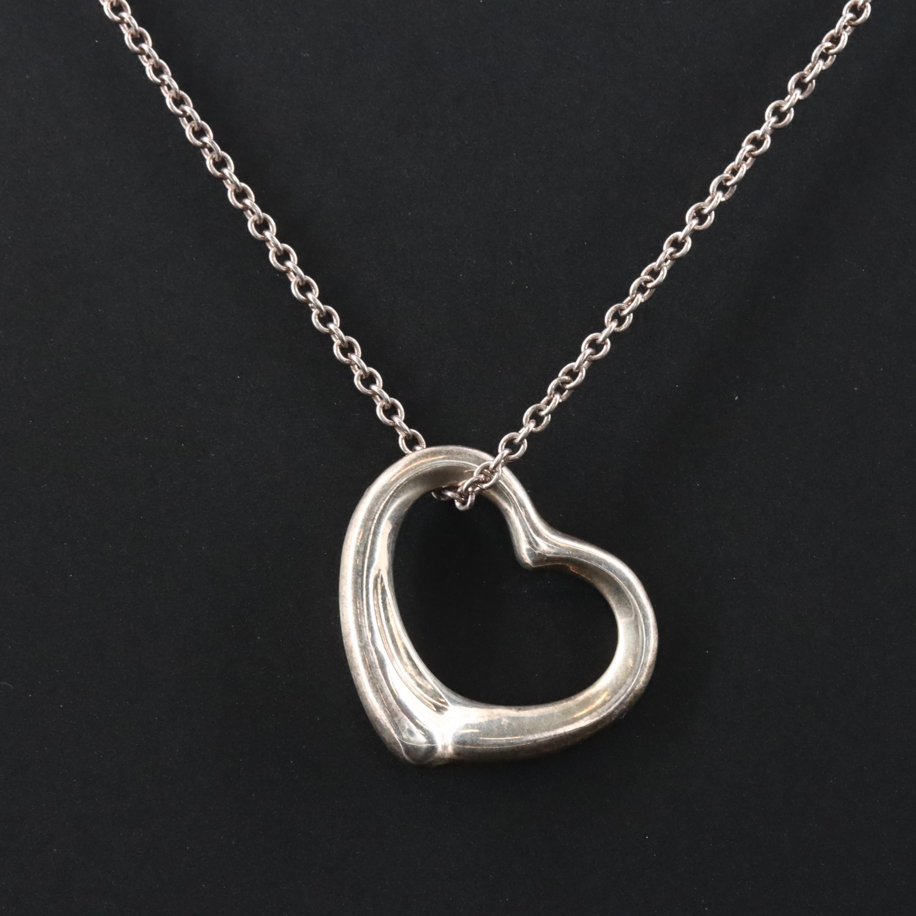 Elsa Peretti for Tiffany & Co. Open Heart Sterling Pendant Necklace