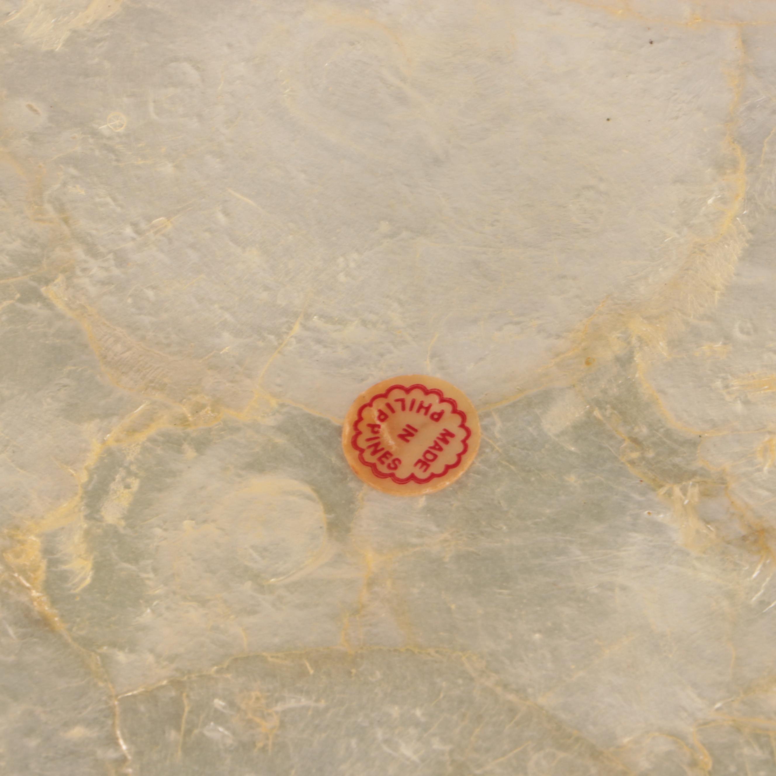 Scalloped Capiz Shell Bowl and Beehive Glass Bowls with Celluloid Lids