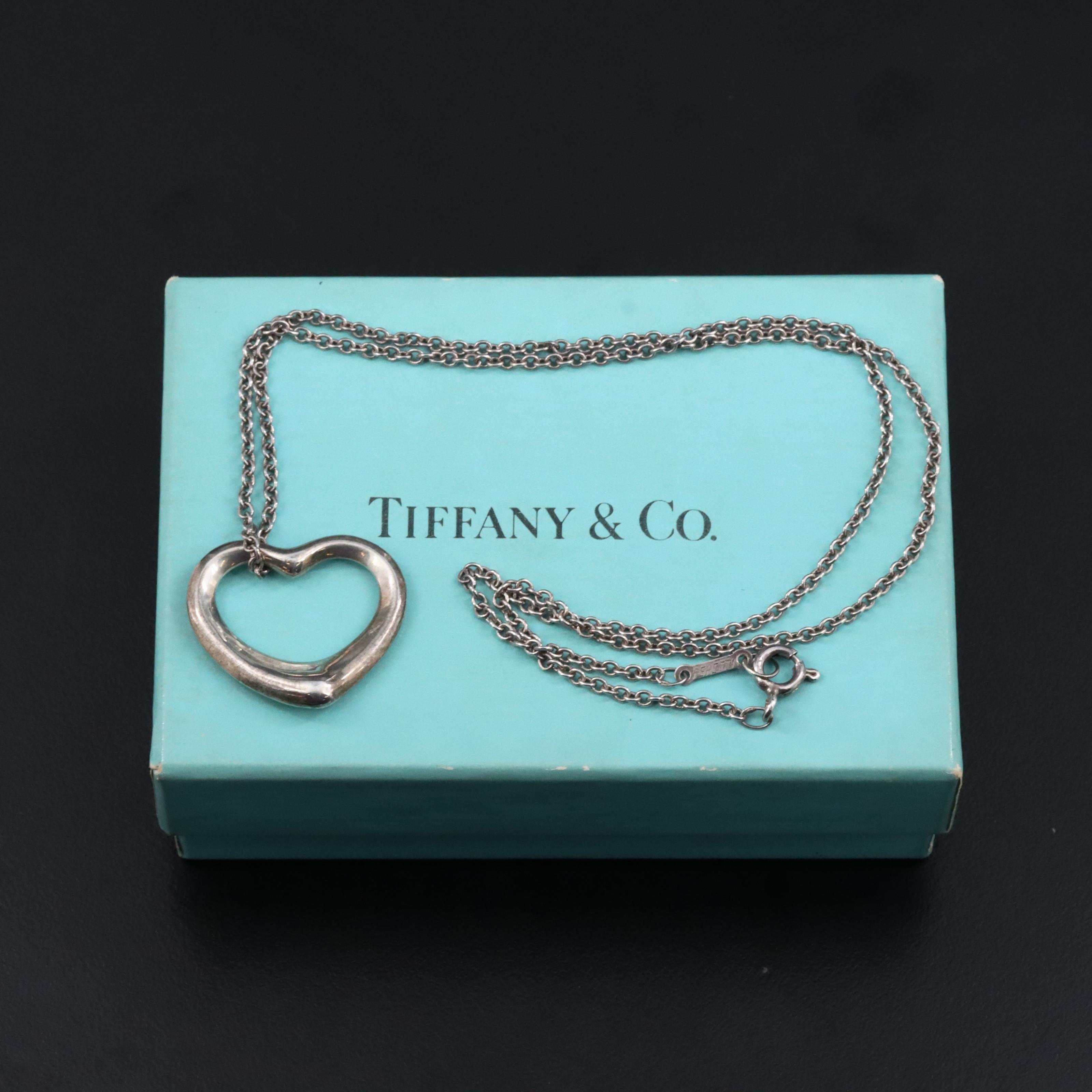 Elsa Peretti for Tiffany & Co. Open Heart Sterling Pendant Necklace