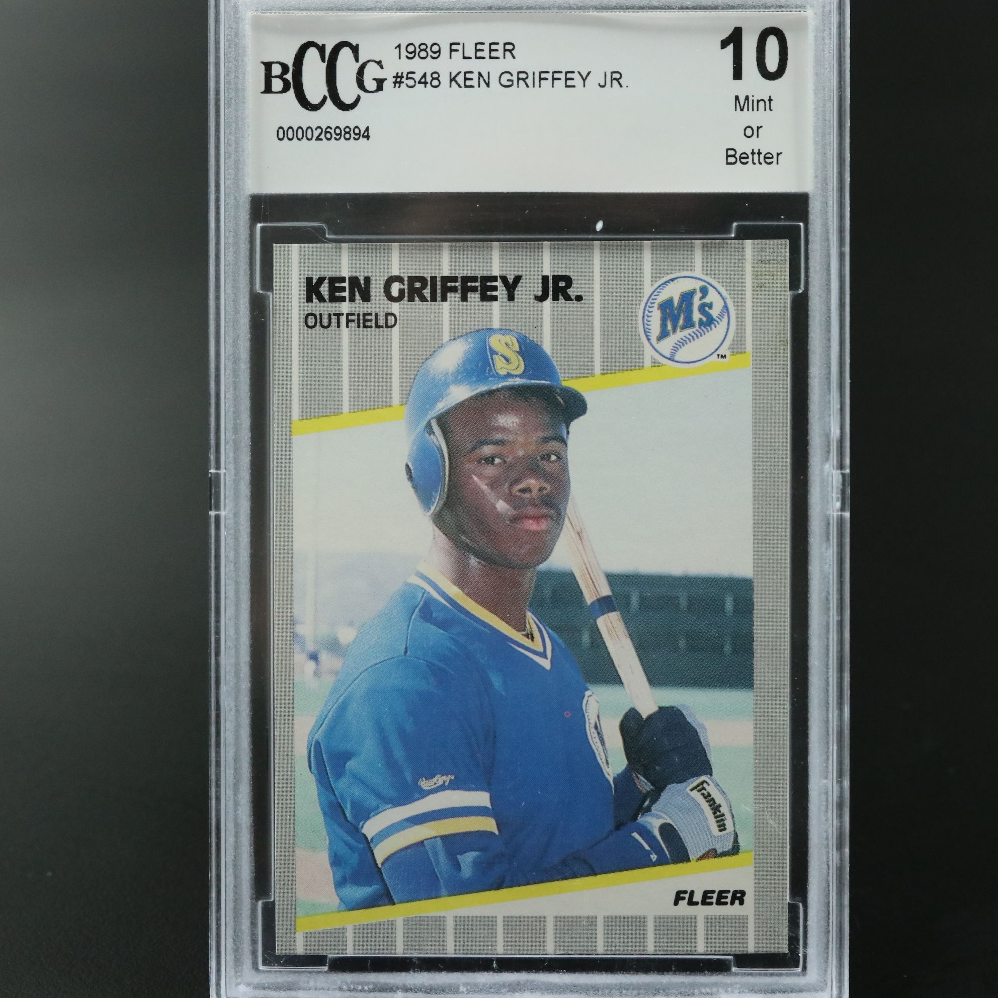 1989 Fleer Ken Griffey Jr. Seattle Mariners Rookie Card Graded BCCG 10