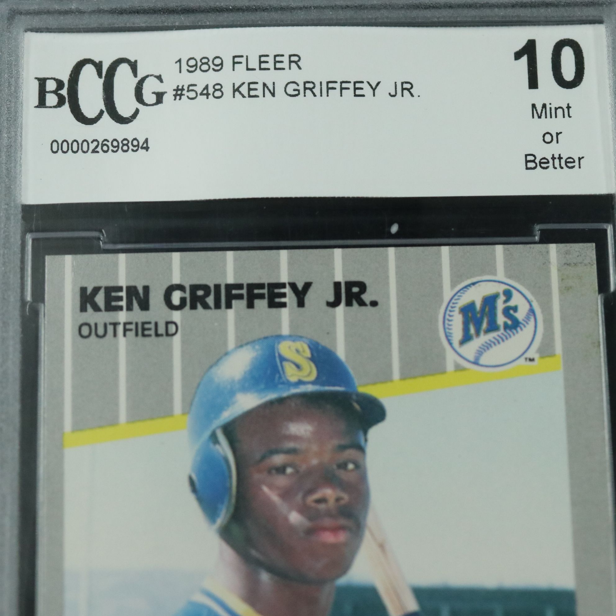 1989 Fleer Ken Griffey Jr. Seattle Mariners Rookie Card Graded BCCG 10