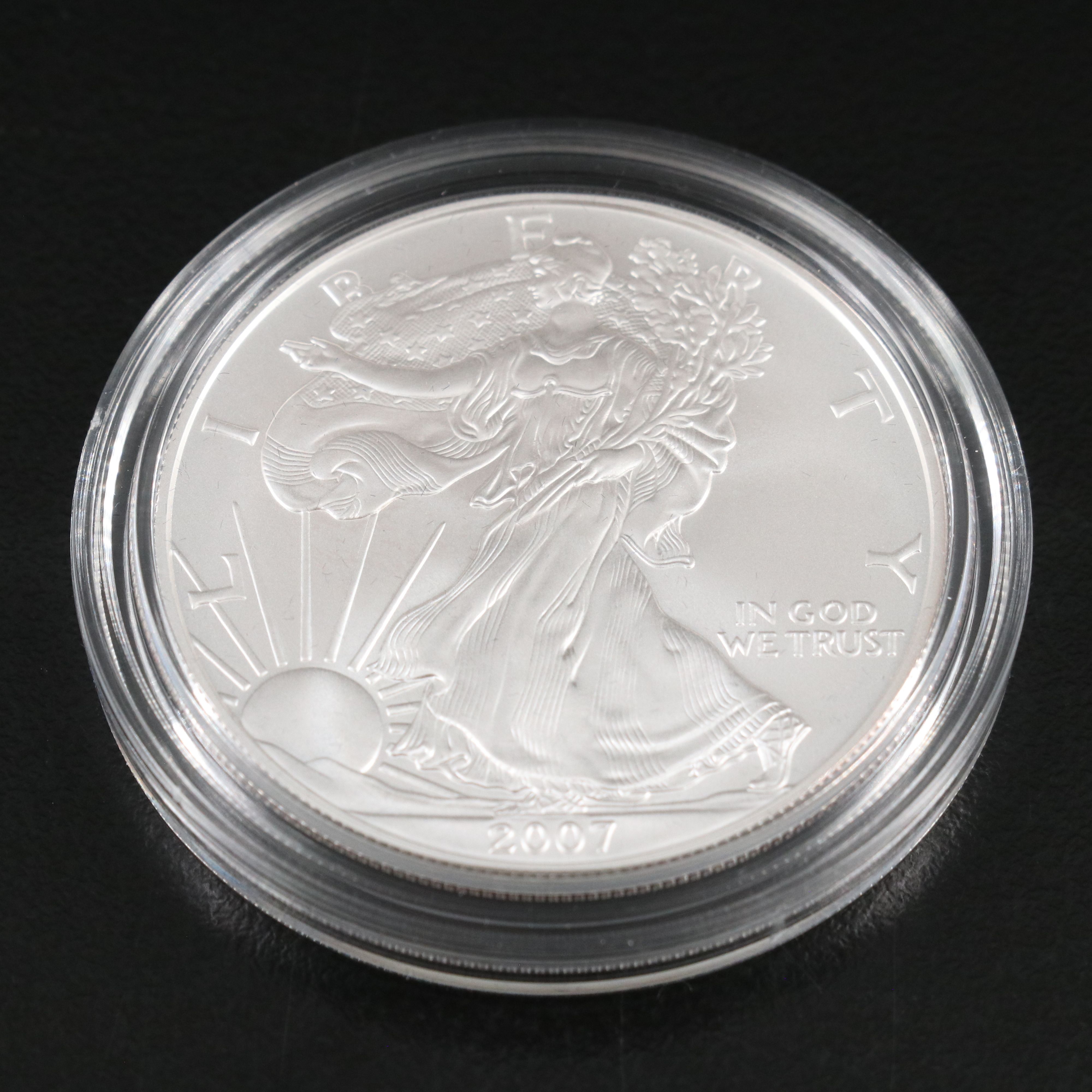 Two American Silver Eagle Coins 2000 and 2007