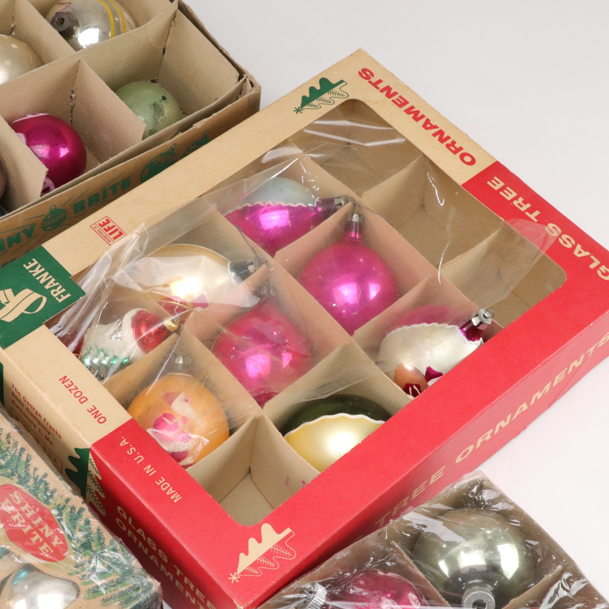 Shiny Brite, Premier Glass Works & Franke Artisan Glass Ornaments, Mid-20th C.