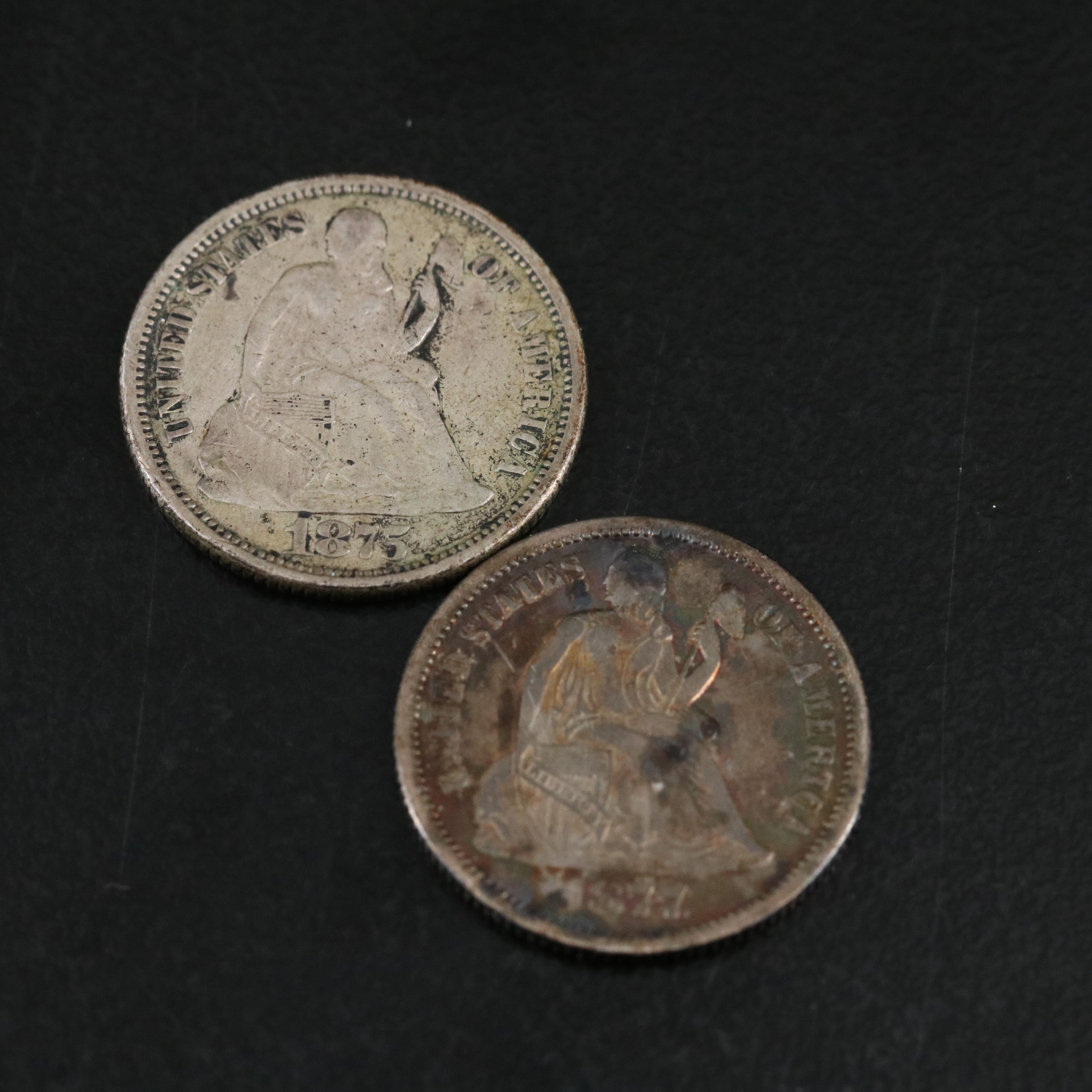 Six Different Silver Seated Liberty Dimes