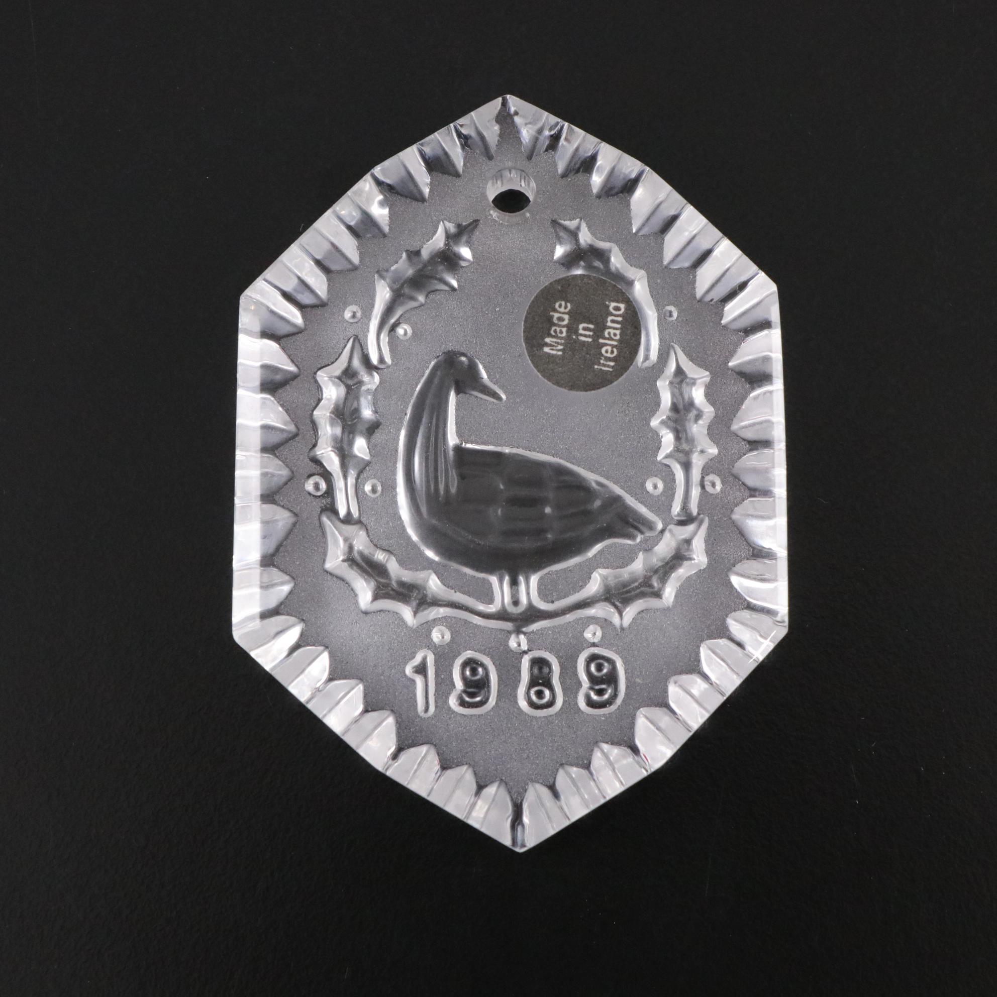 Waterford Crystal Annual 1989 & 1990 Ornaments with Pandora Porcelain Santa