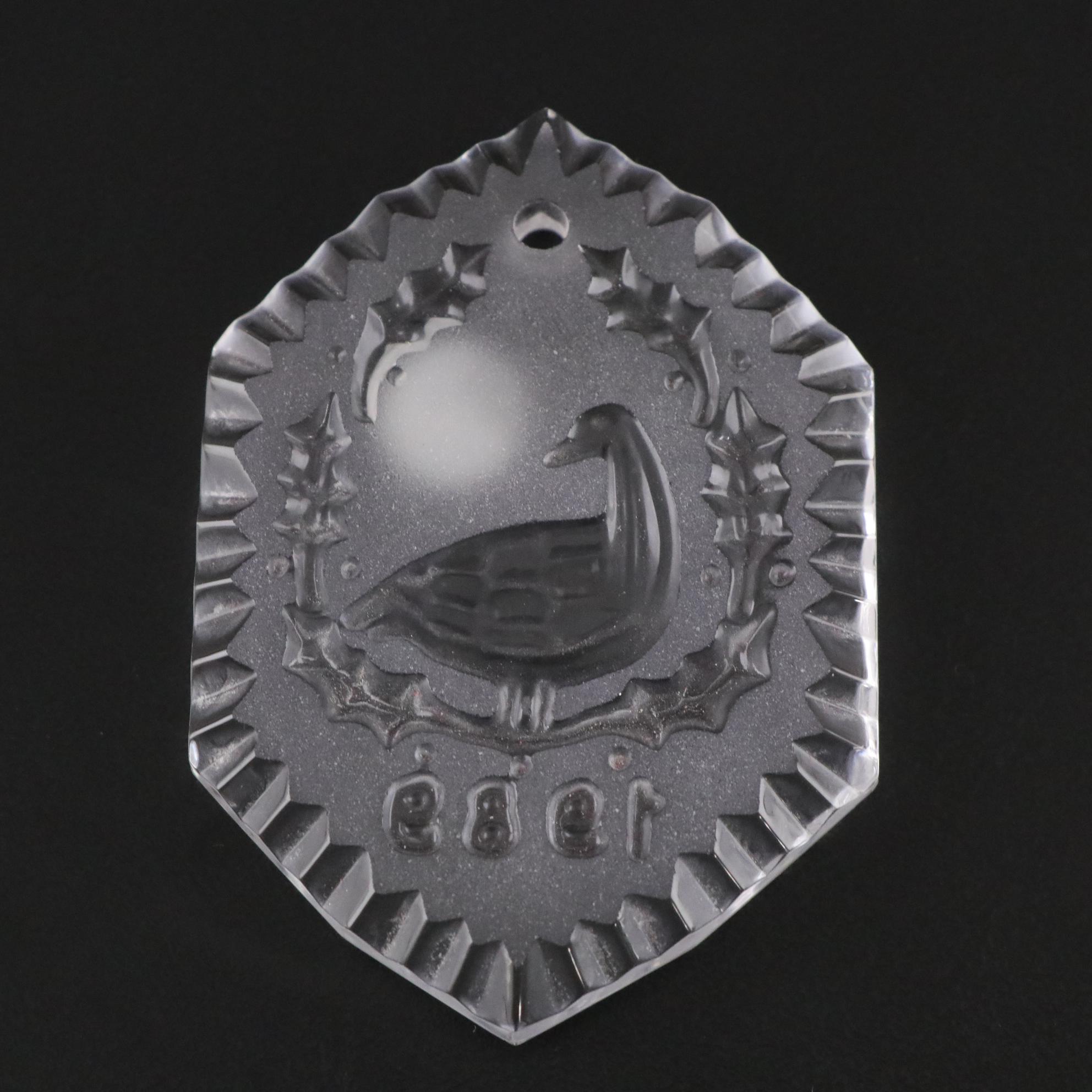 Waterford Crystal Annual 1989 & 1990 Ornaments with Pandora Porcelain Santa