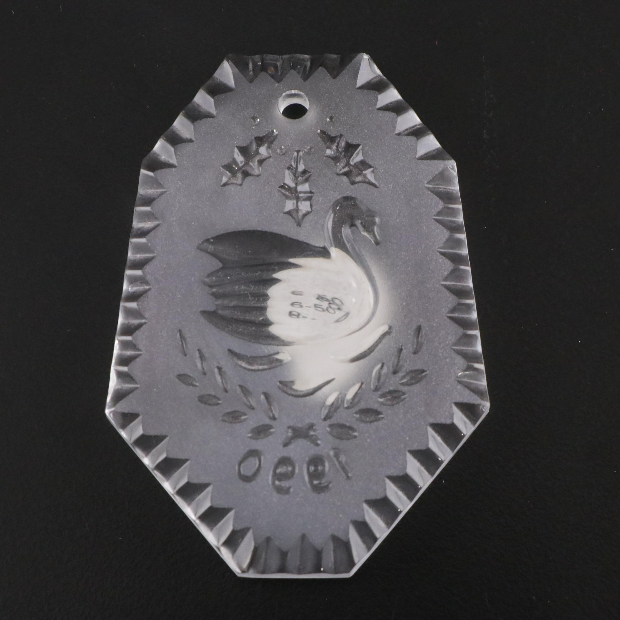 Waterford Crystal Annual 1989 & 1990 Ornaments with Pandora Porcelain Santa