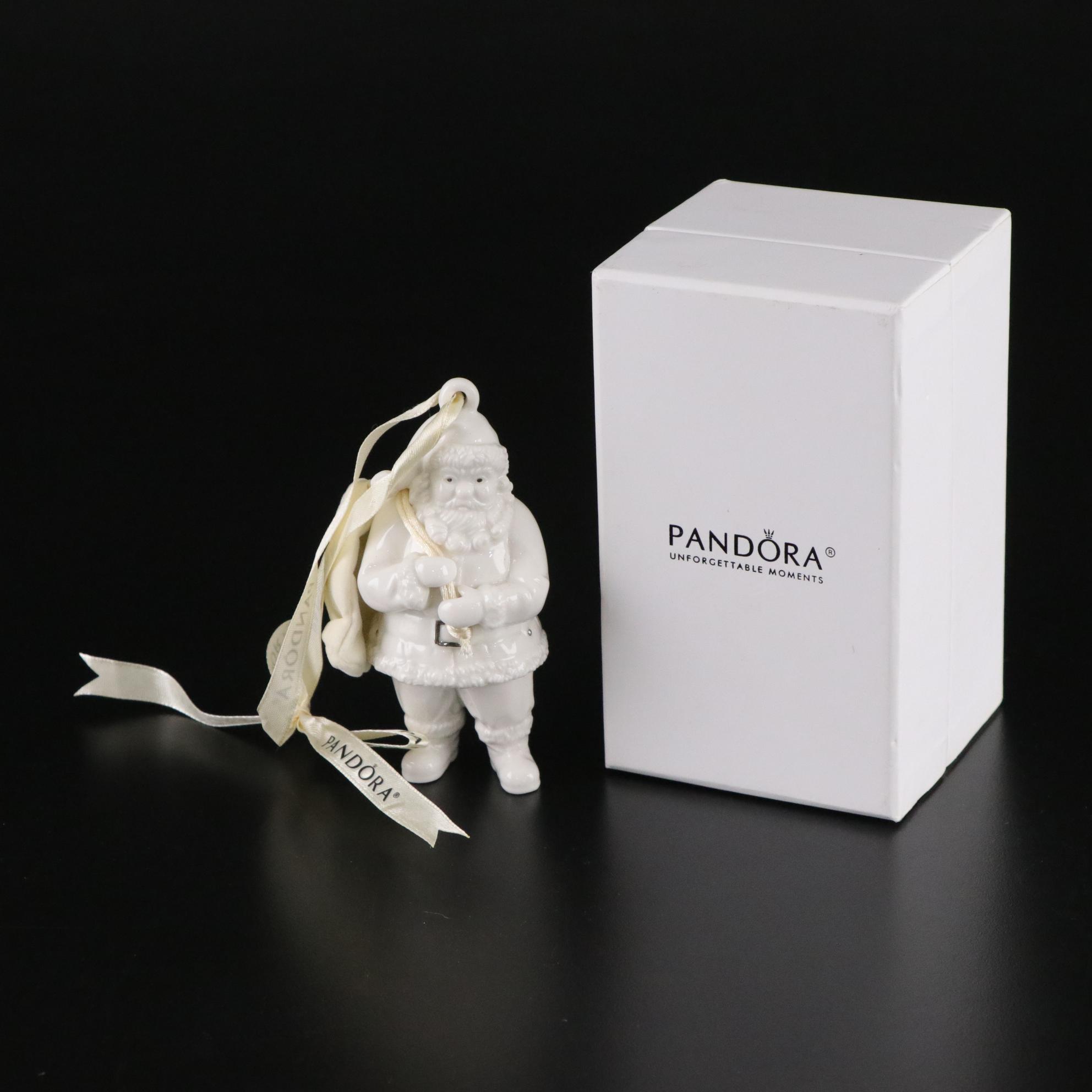 Waterford Crystal Annual 1989 & 1990 Ornaments with Pandora Porcelain Santa