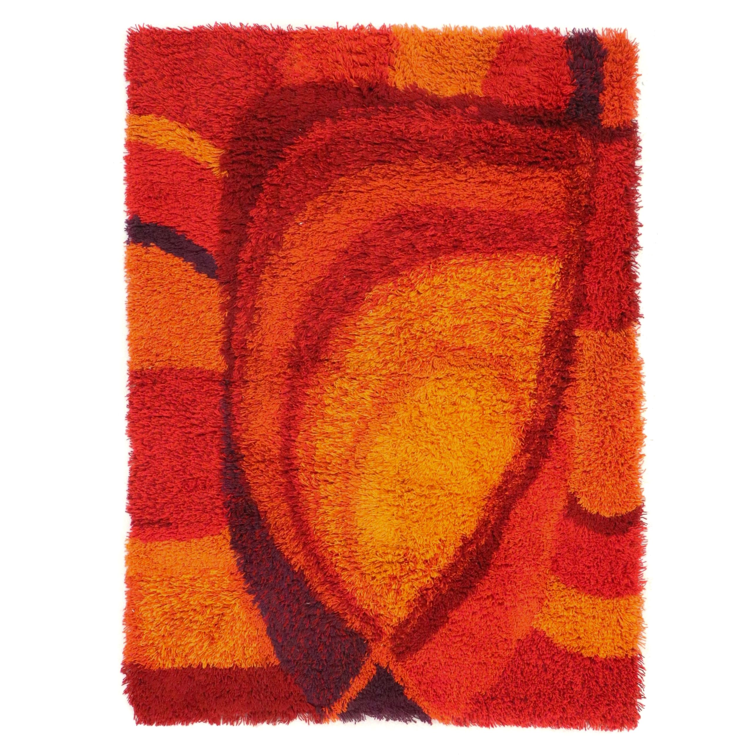 5'8 x 7'9 Hand-Knotted Ege Rya Danish Modern Shag Carpet Area Rug