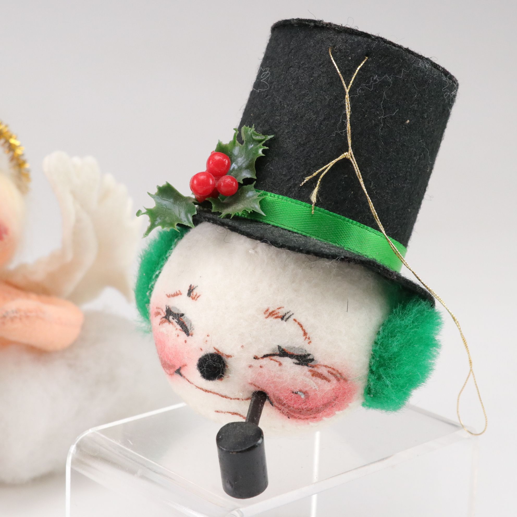 Annalee Doll Santa, Angel and Snowman Christmas Ornaments, 1990s