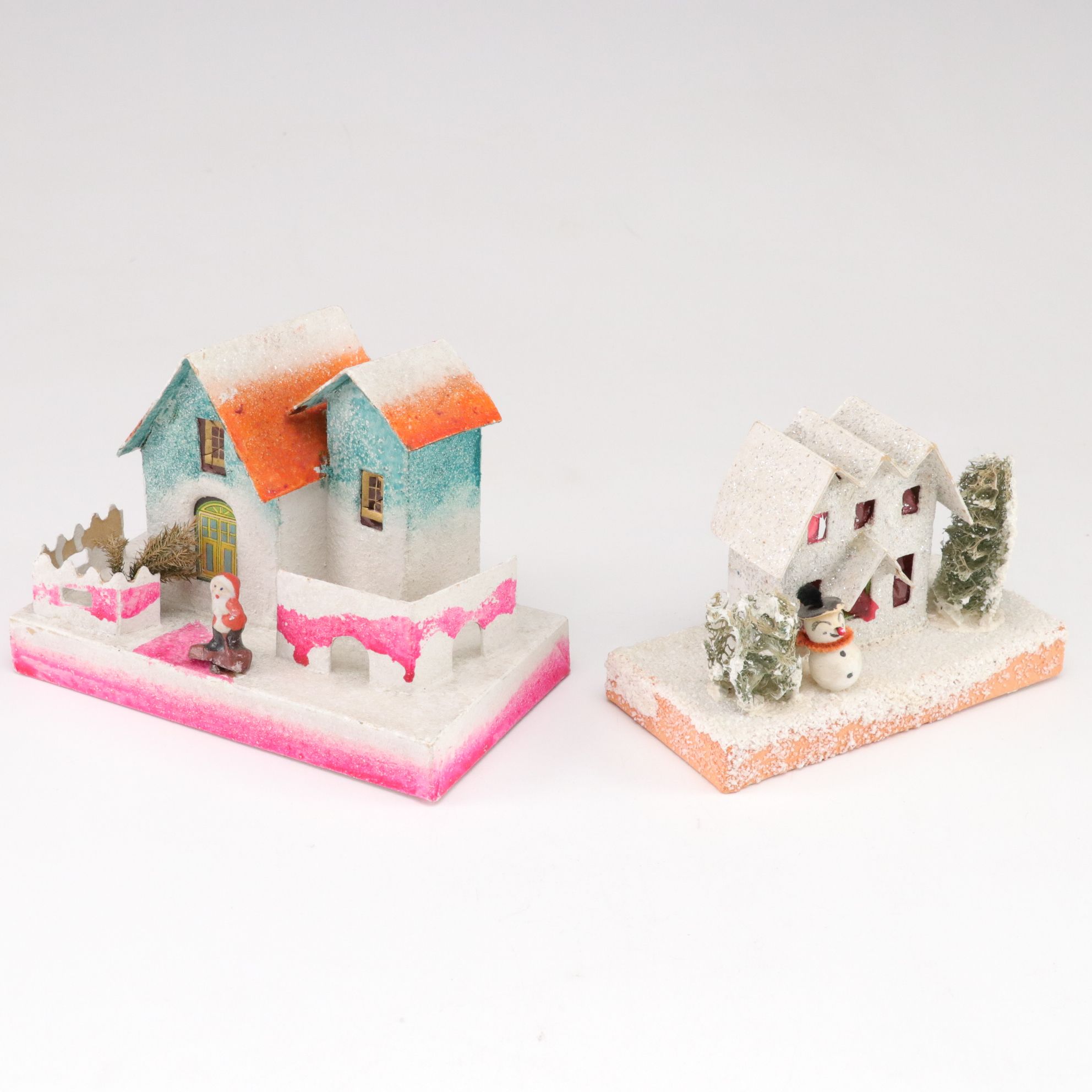 Japanese and Other Cardboard Christmas Putz Houses, Mid-20th Century