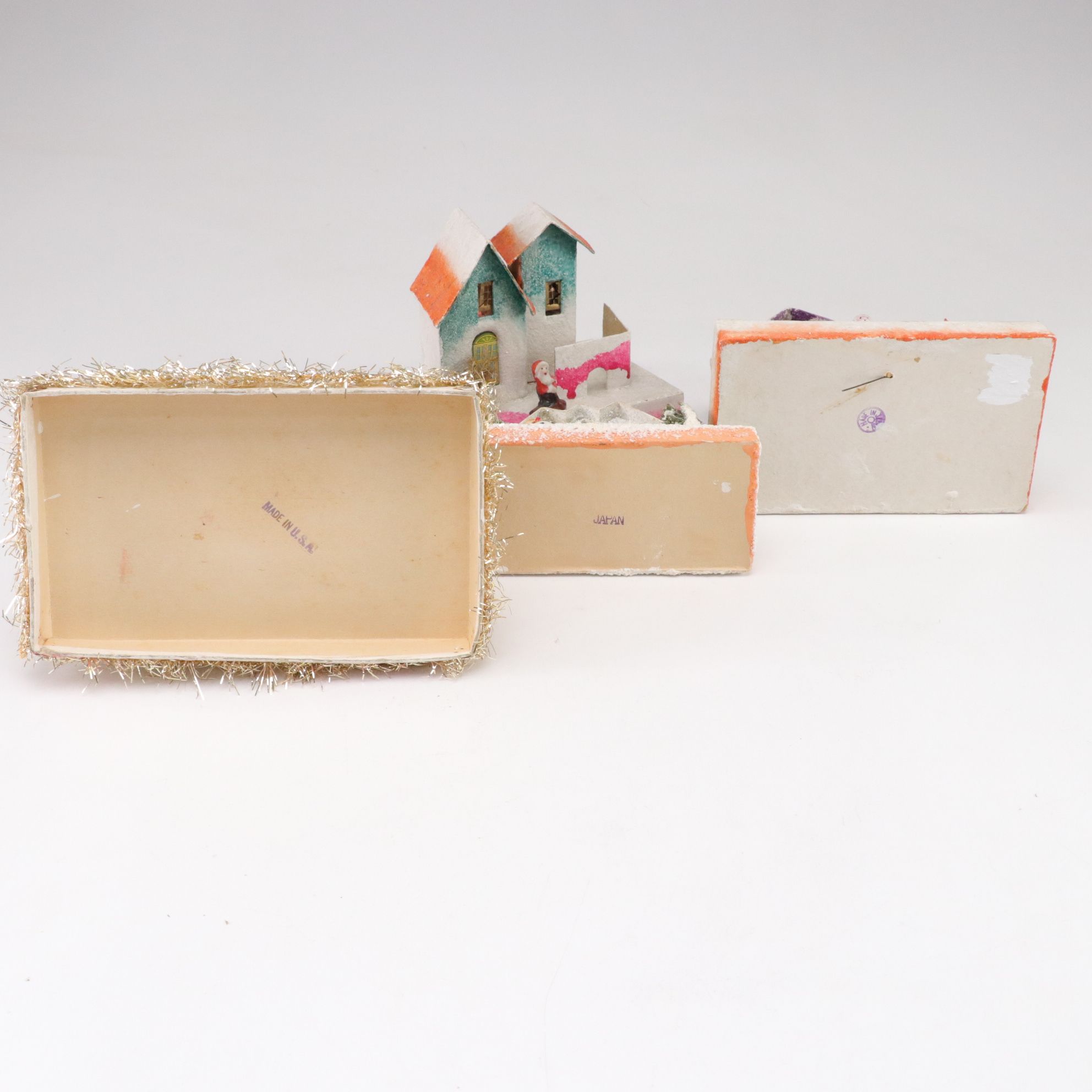Japanese and Other Cardboard Christmas Putz Houses, Mid-20th Century