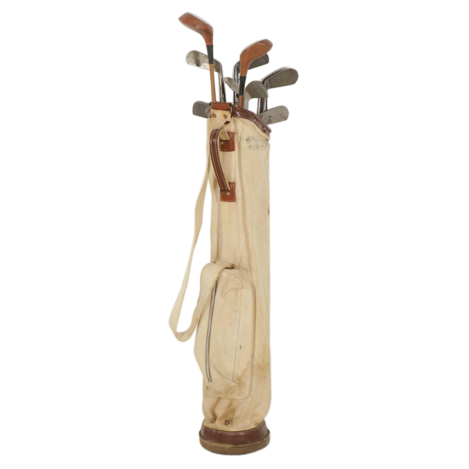 Regal, Windsor and Gold Smith Wood-Shank Golf Clubs in Canvas Bag