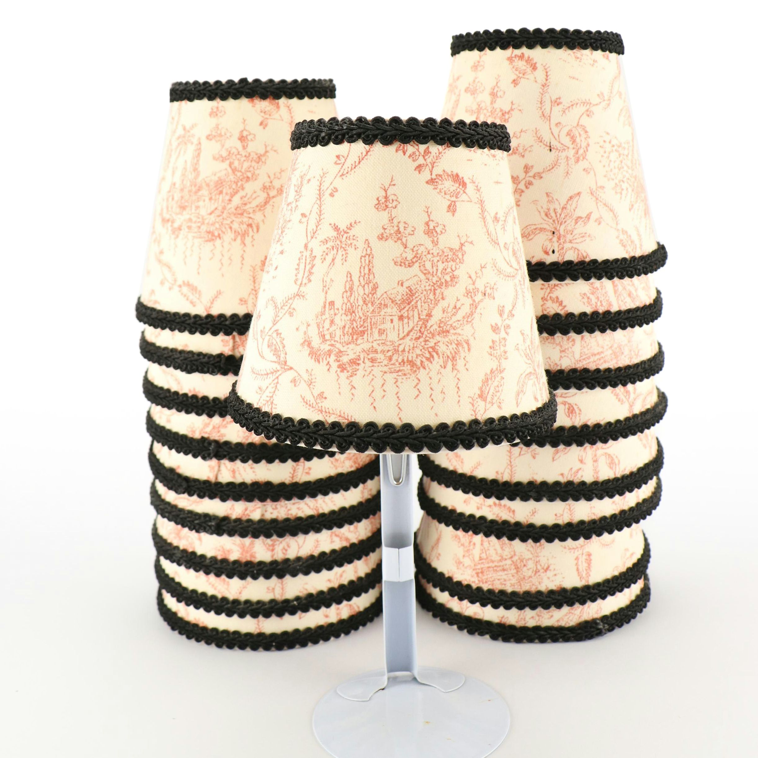 Red and Cream Toile de Jouy Cotton Blend Shades