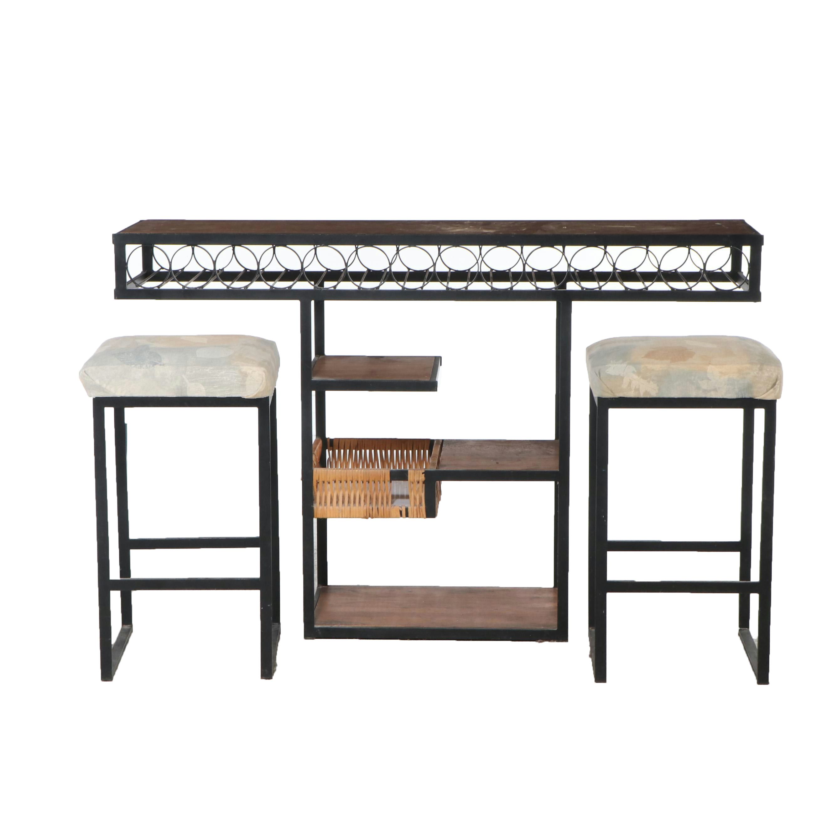 Arthur Umanoff MCM Bottle Storage Bar and Stools