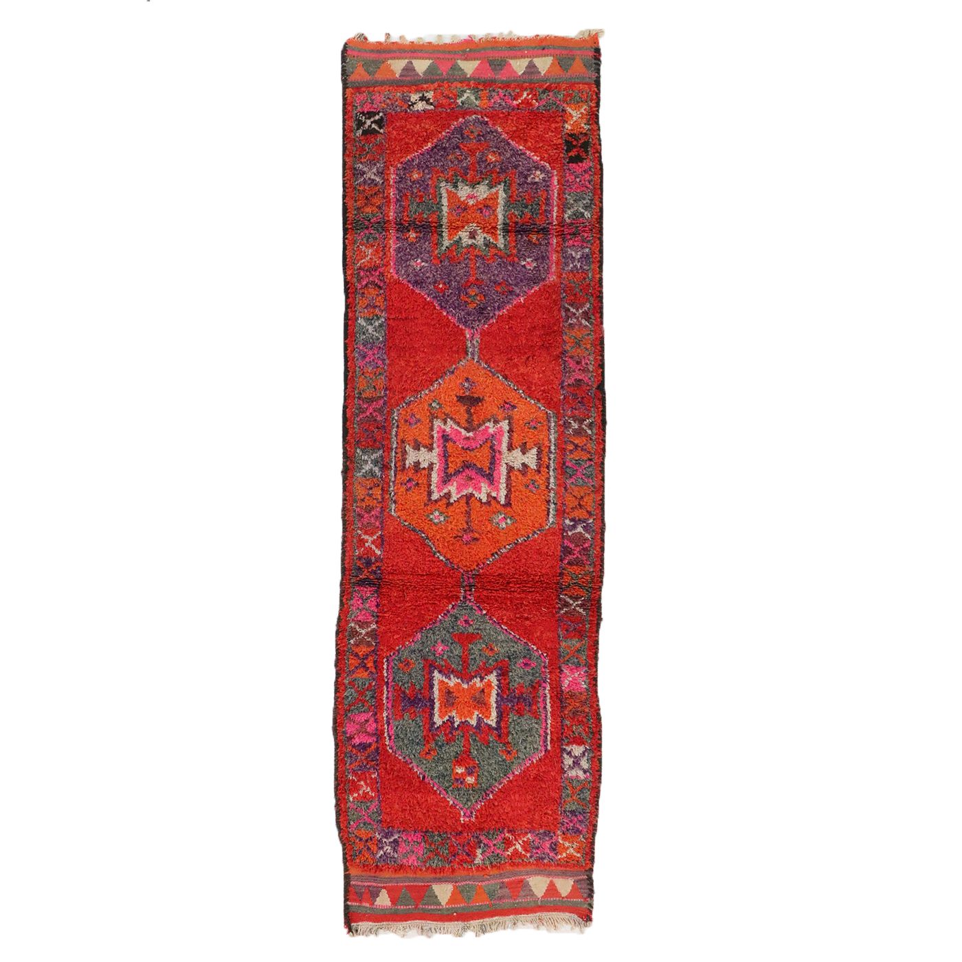 3'2 x 10'9 Hand-Knotted Moroccan Berber Carpet Runner Long Rug