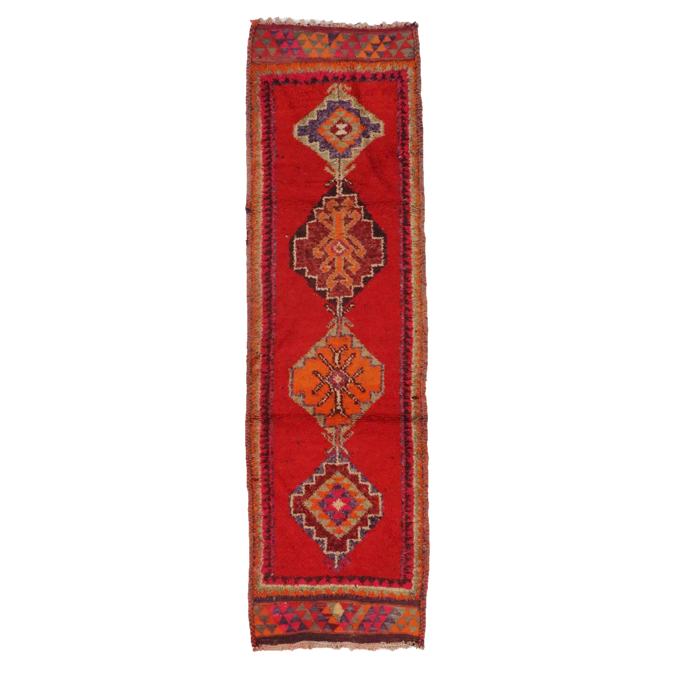 2'11 x 10'8 Hand-Knotted Moroccan Berber Carpet Runner Long Rug